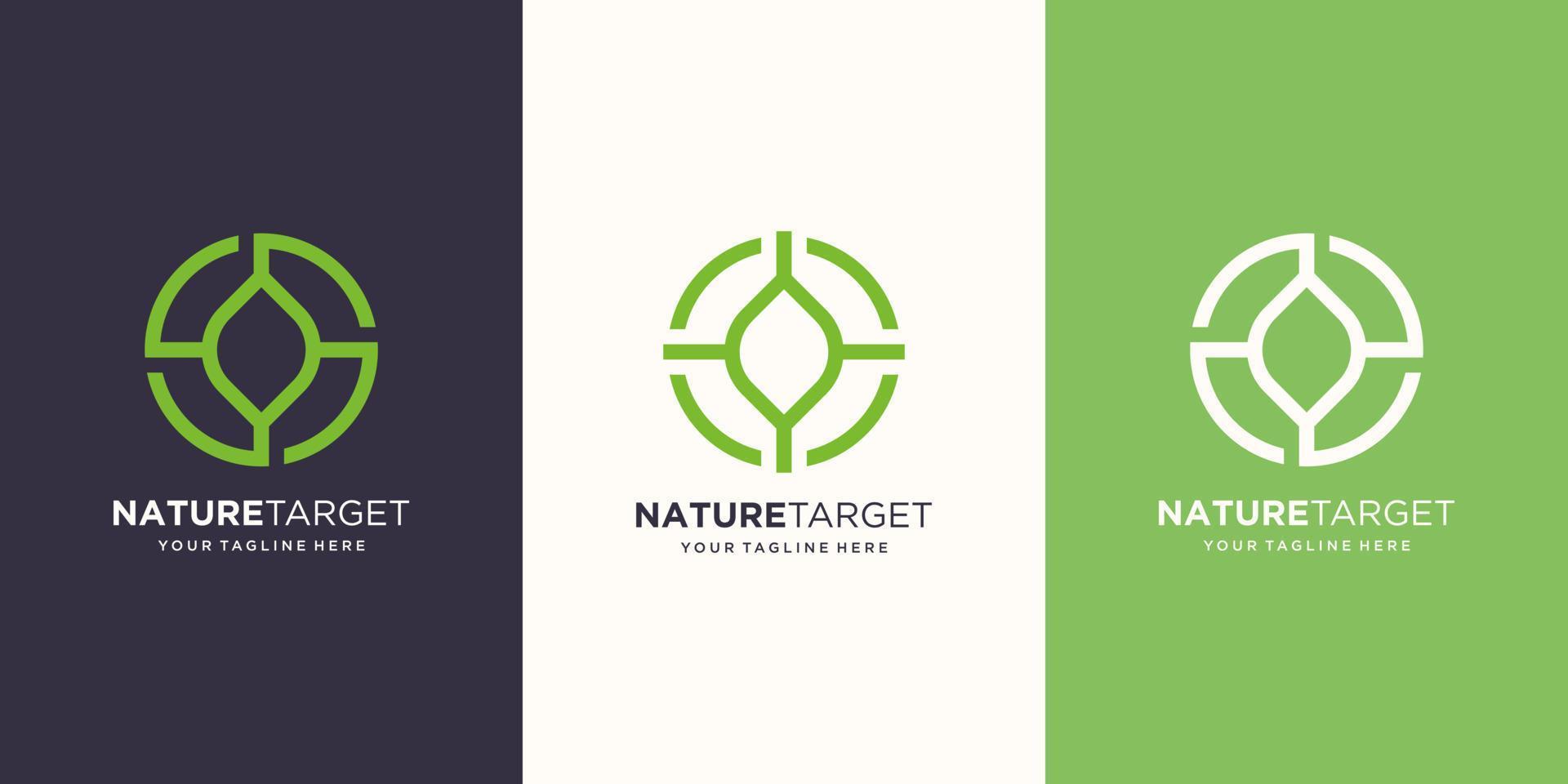 nature target  Logo designs Template. illustration leaf combined with target sign. vector