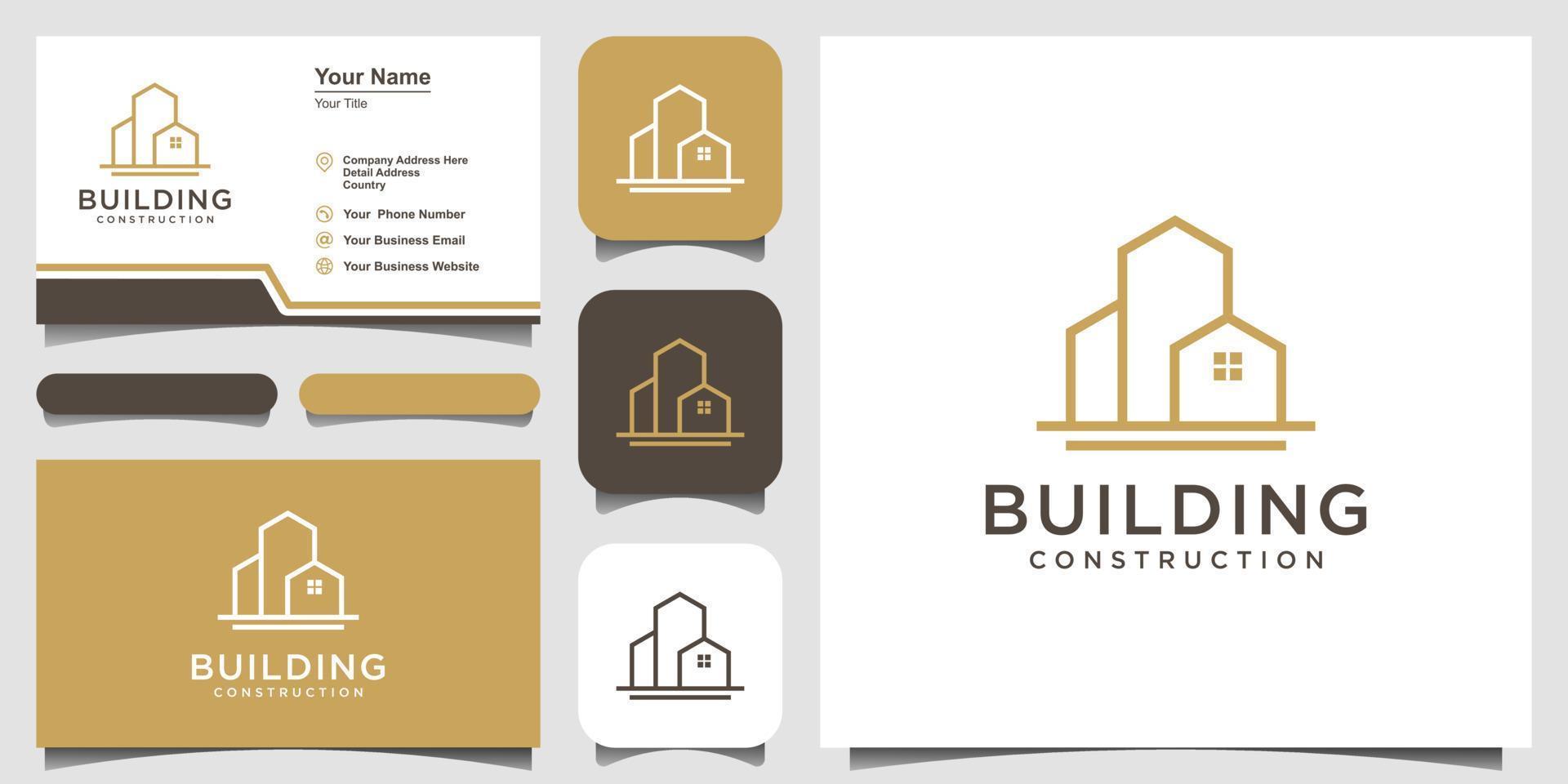 building logo design with line art style. city building abstract For Logo Design Inspiration and business card design vector