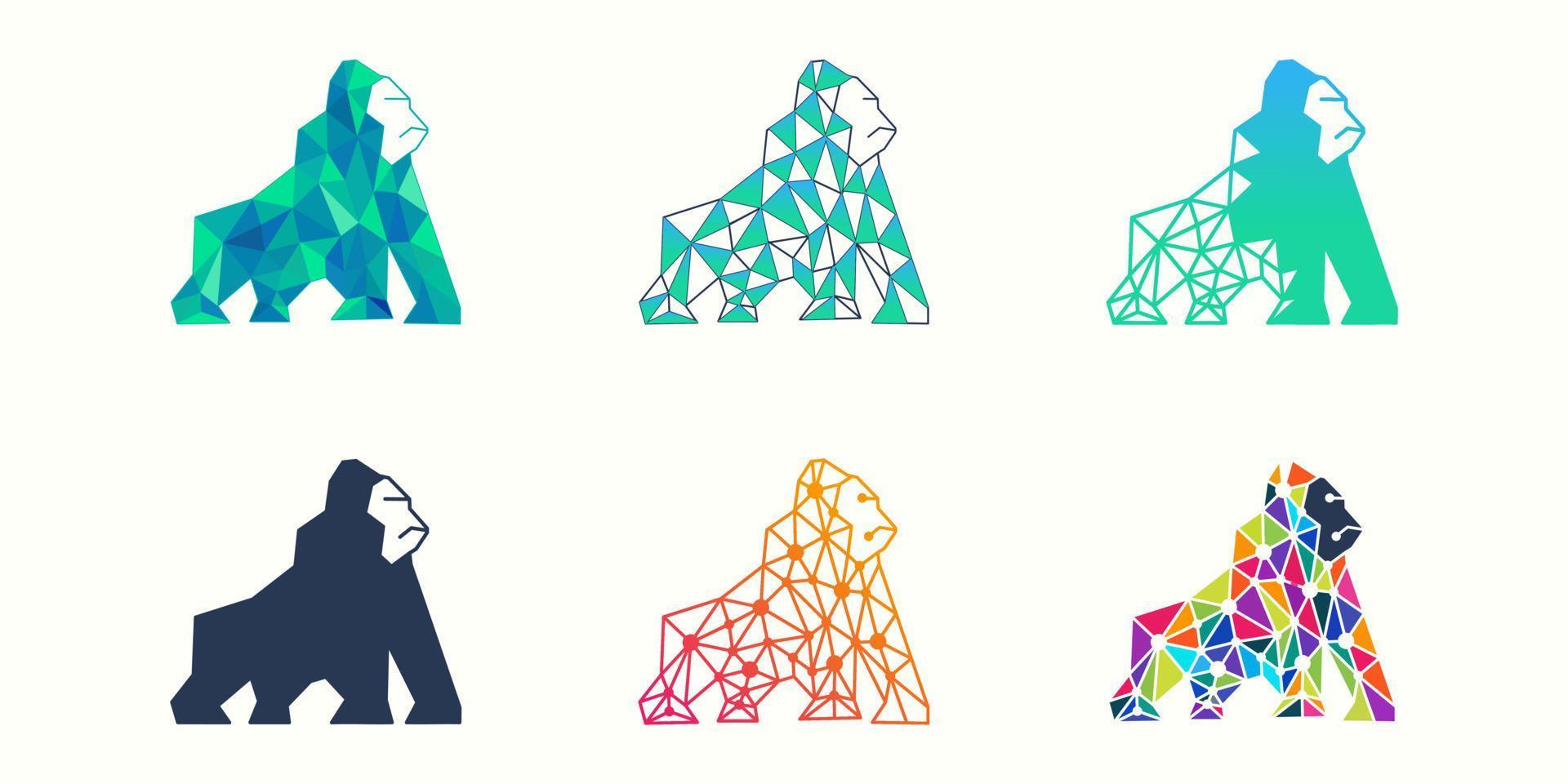 logotipo de gorila y conjunto de iconos. vector de plantilla de diseño.