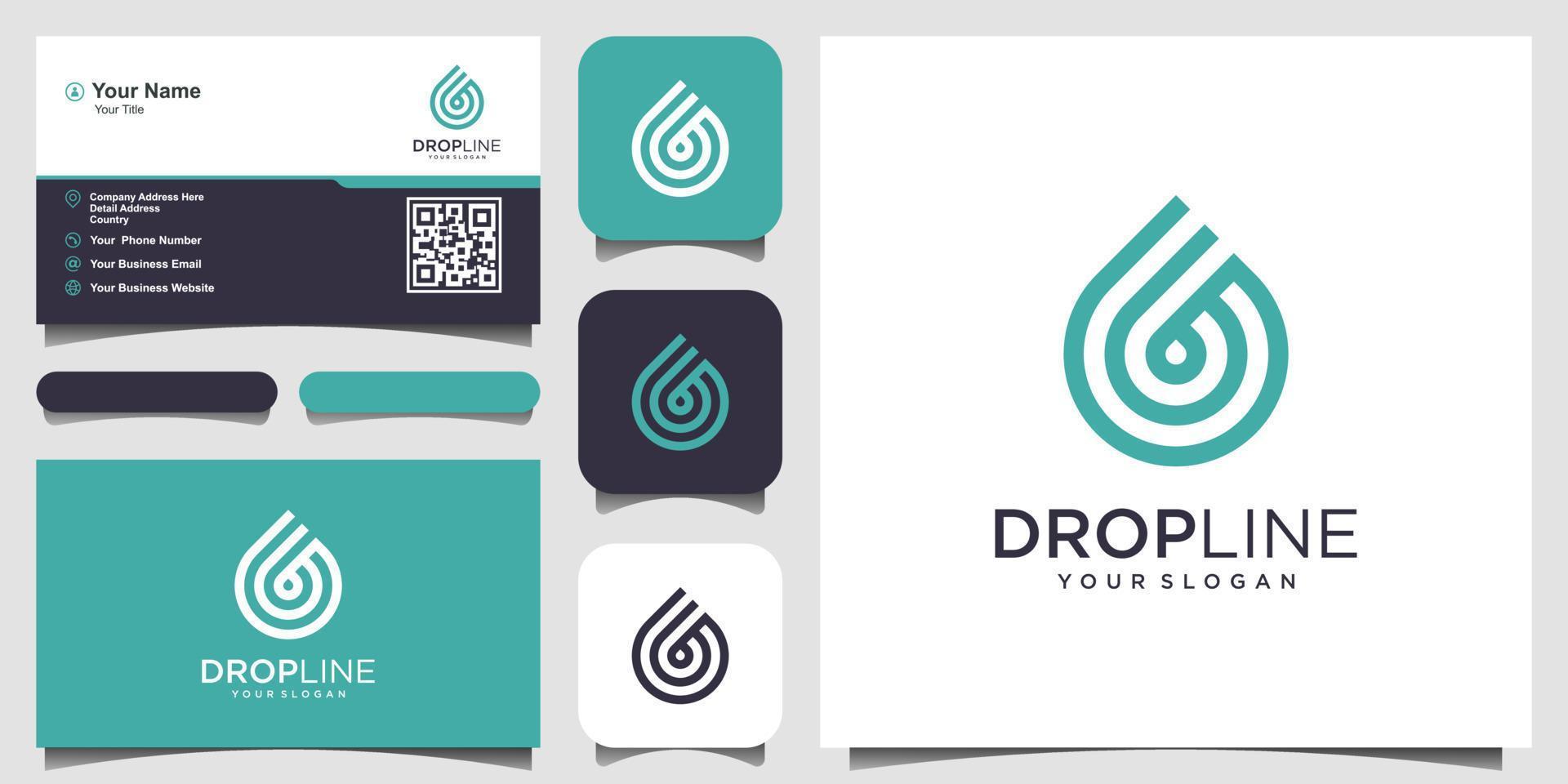 water line logo design. Droplet with line art style for mobile concept and web design. business card design vector