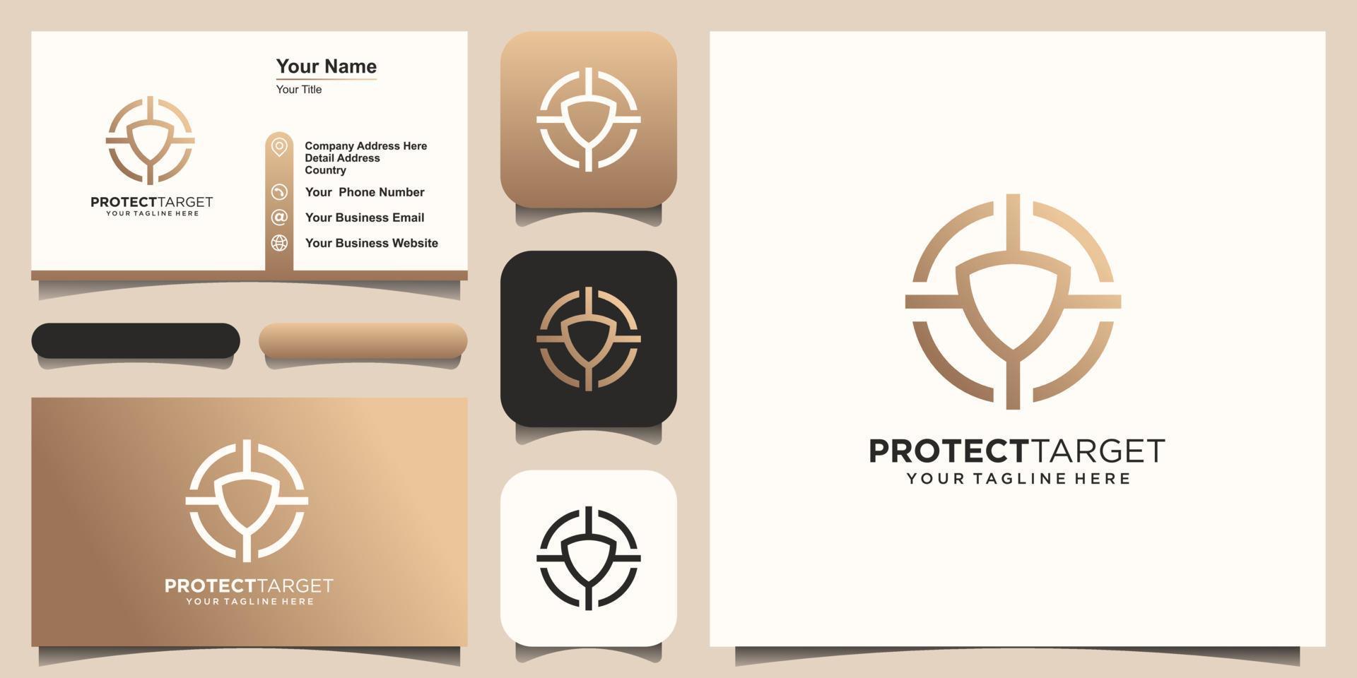 security target Logo designs Template. symbol shield combined with target sign. vector