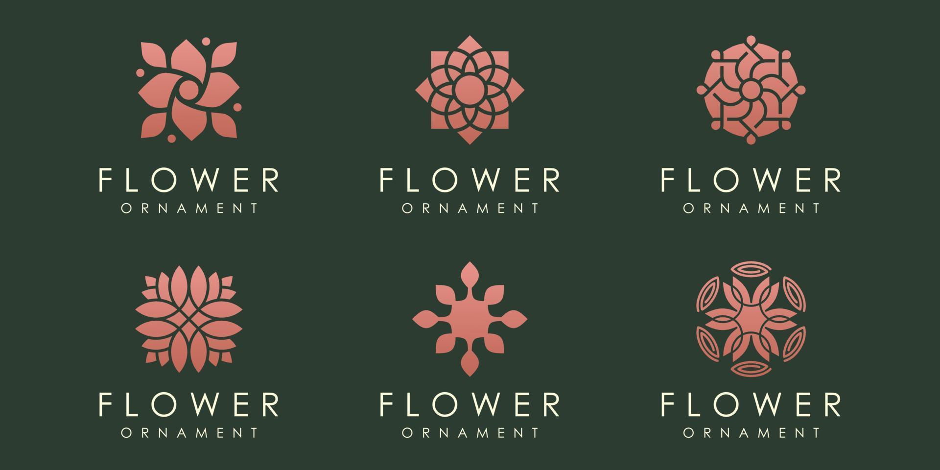 logotipo de flor y conjunto de iconos. vector de plantilla de diseño.