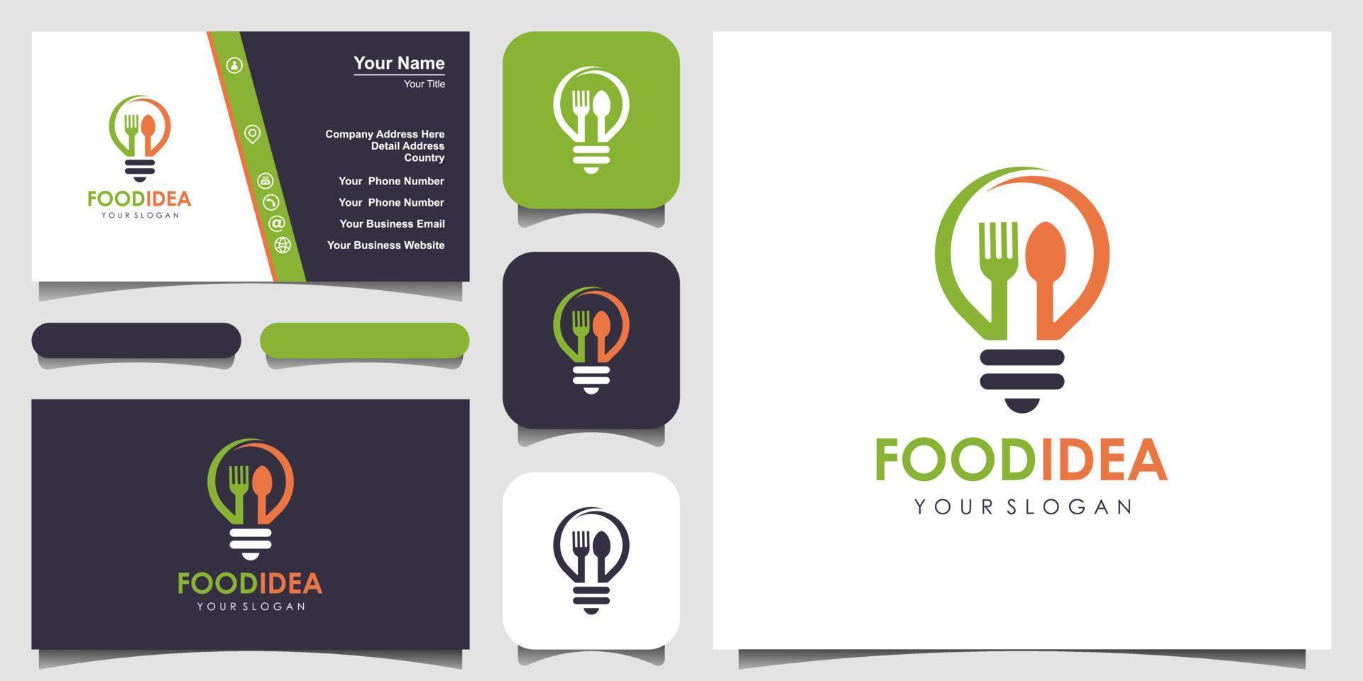 Bulb lamp and Fork logo design vector illustration