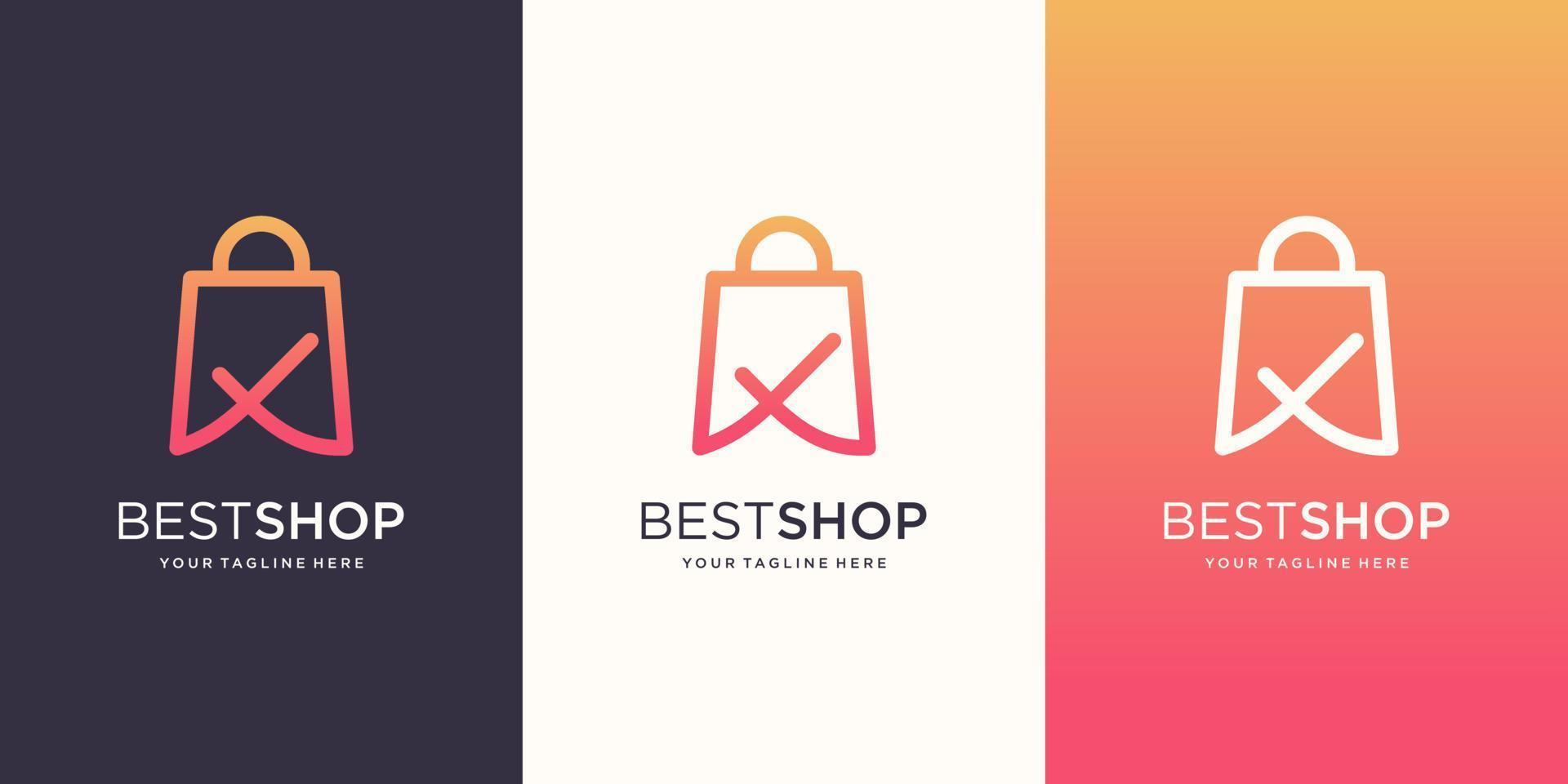 quality Shop Logo designs Template, bag combined with check mark. vector