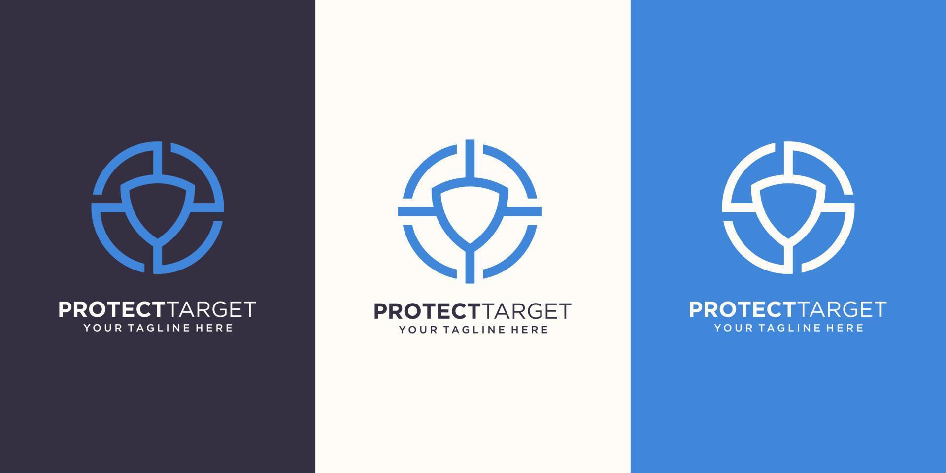 protection target Logo designs Template. symbol shield combined with target sign. vector