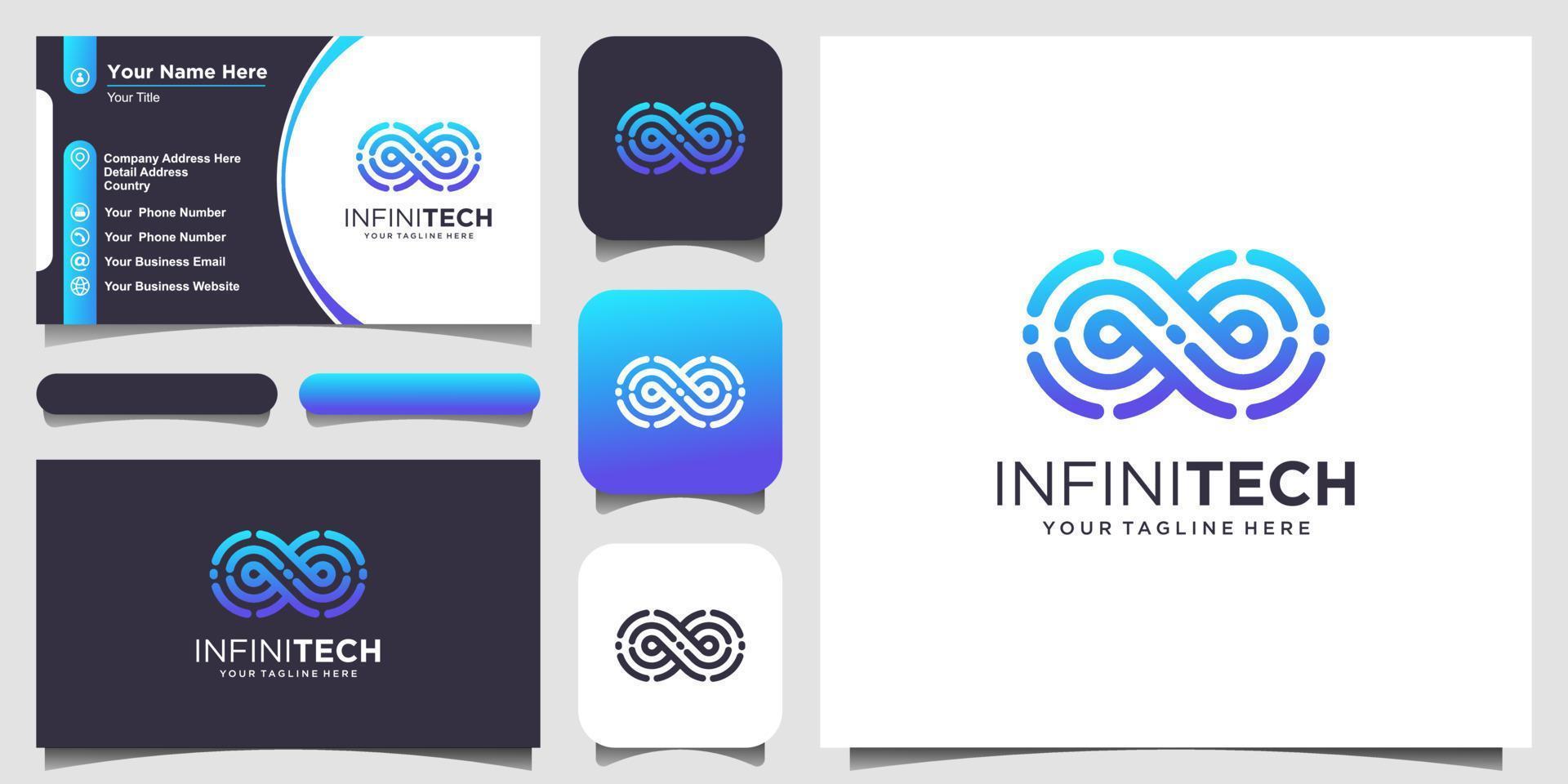 infinite tech Logo designs Template. loop combined with line infinity sign vector