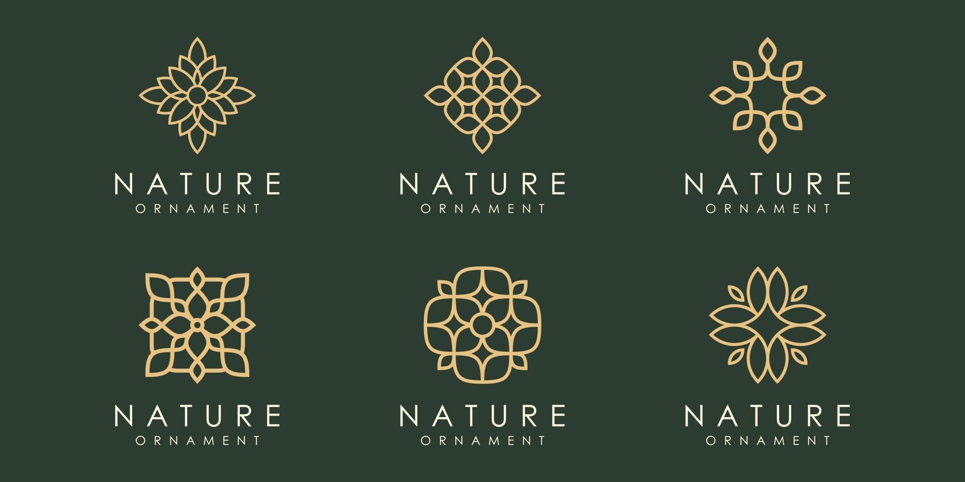logotipo de adorno de hoja y conjunto de iconos. vector de plantilla de diseño.