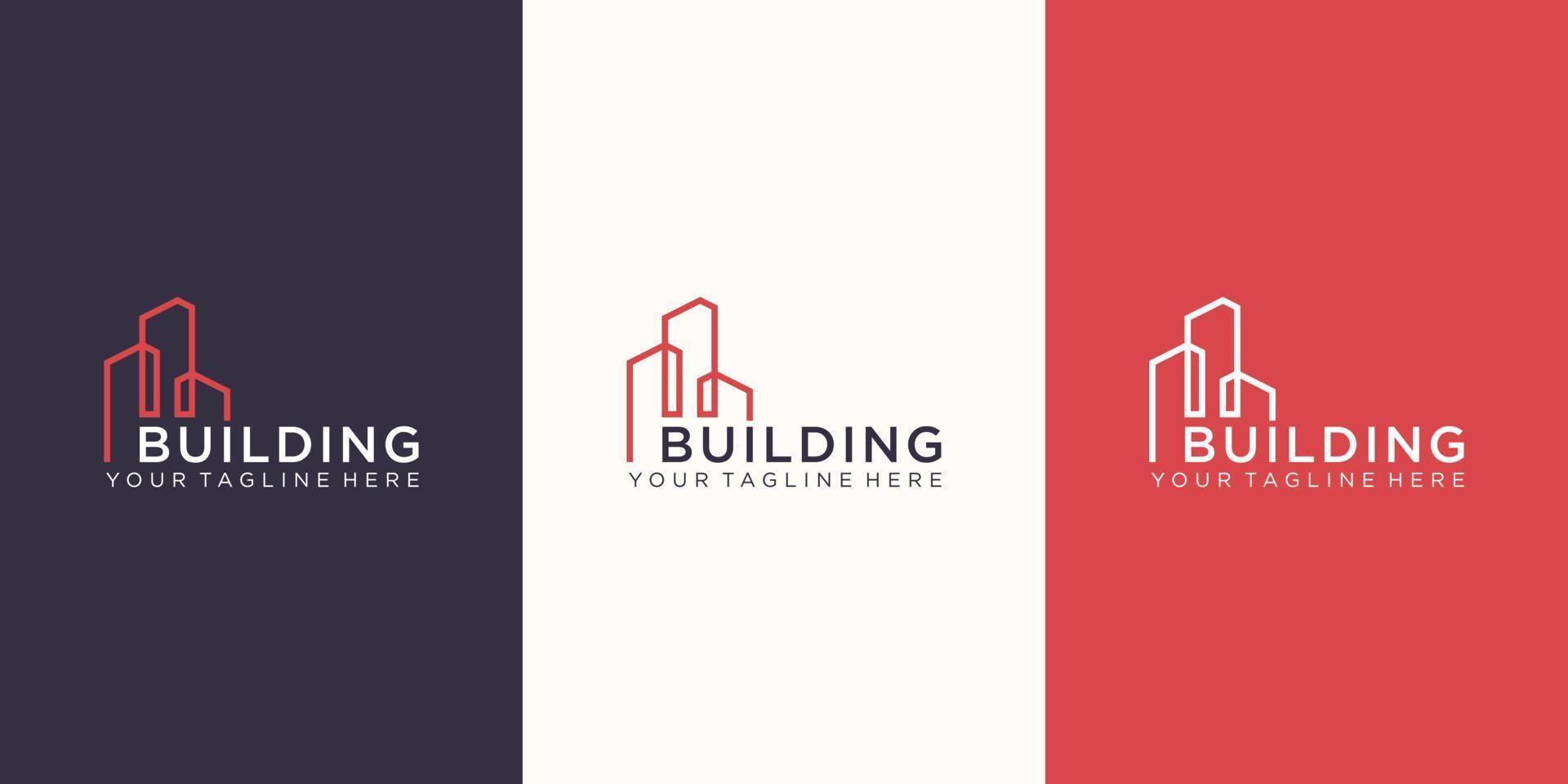 work mark building logo design with line concept. city building abstract For Logo Design Inspiration. business card design vector