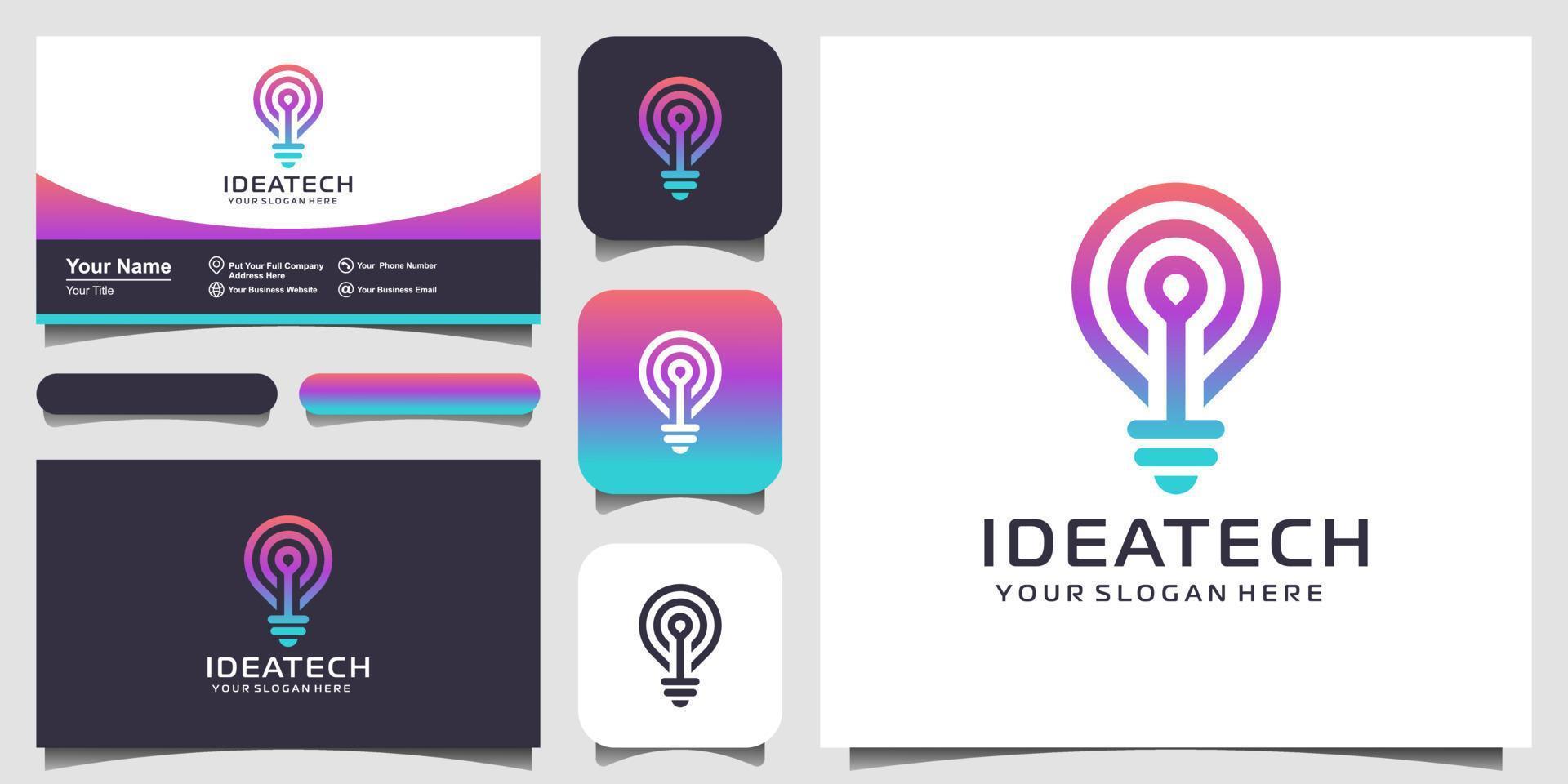 abstract creative bulb lamp logo and business card design . vector