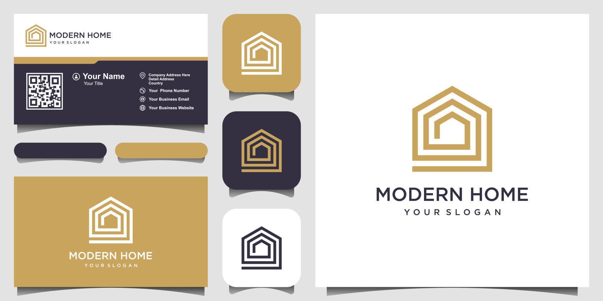 build house logo design with line art style. home build abstract For Logo and business card design vector