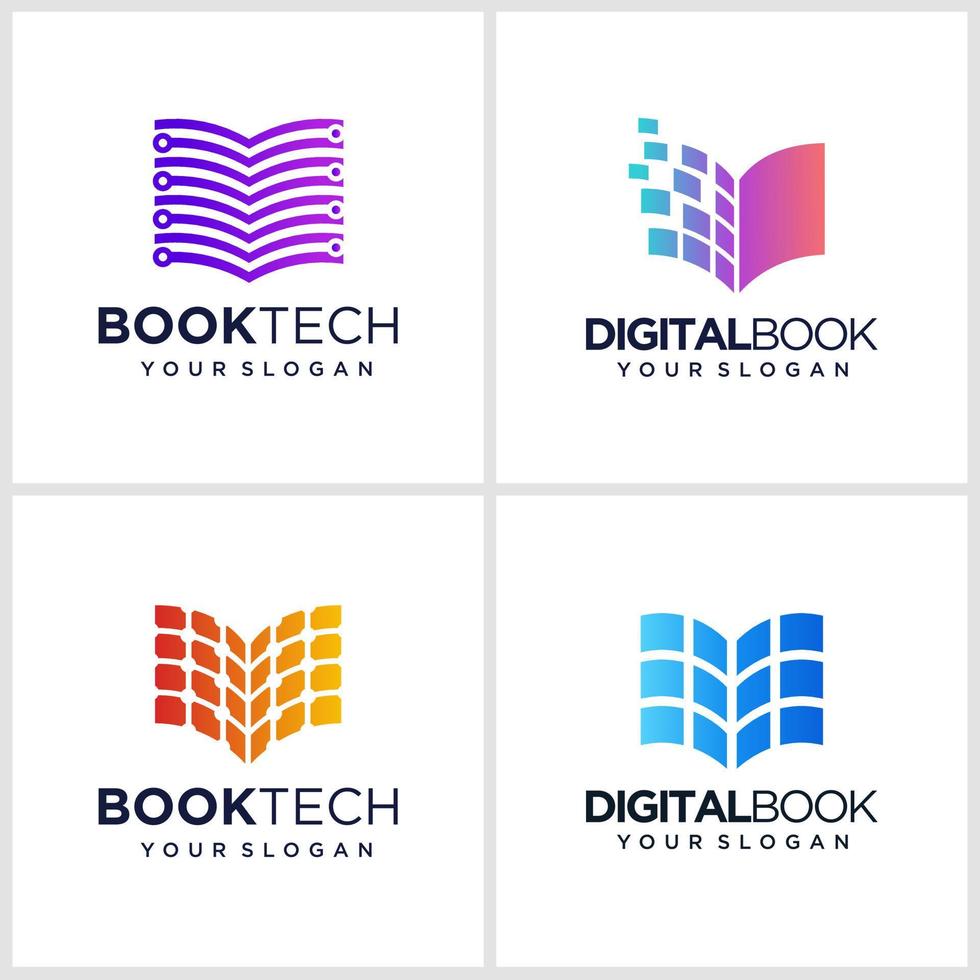 diseño de logotipo de libro digital. plantilla de logotipo de libro electrónico. vector de diseños de logotipo de aprendizaje en línea. logotipo y tarjeta de visita.