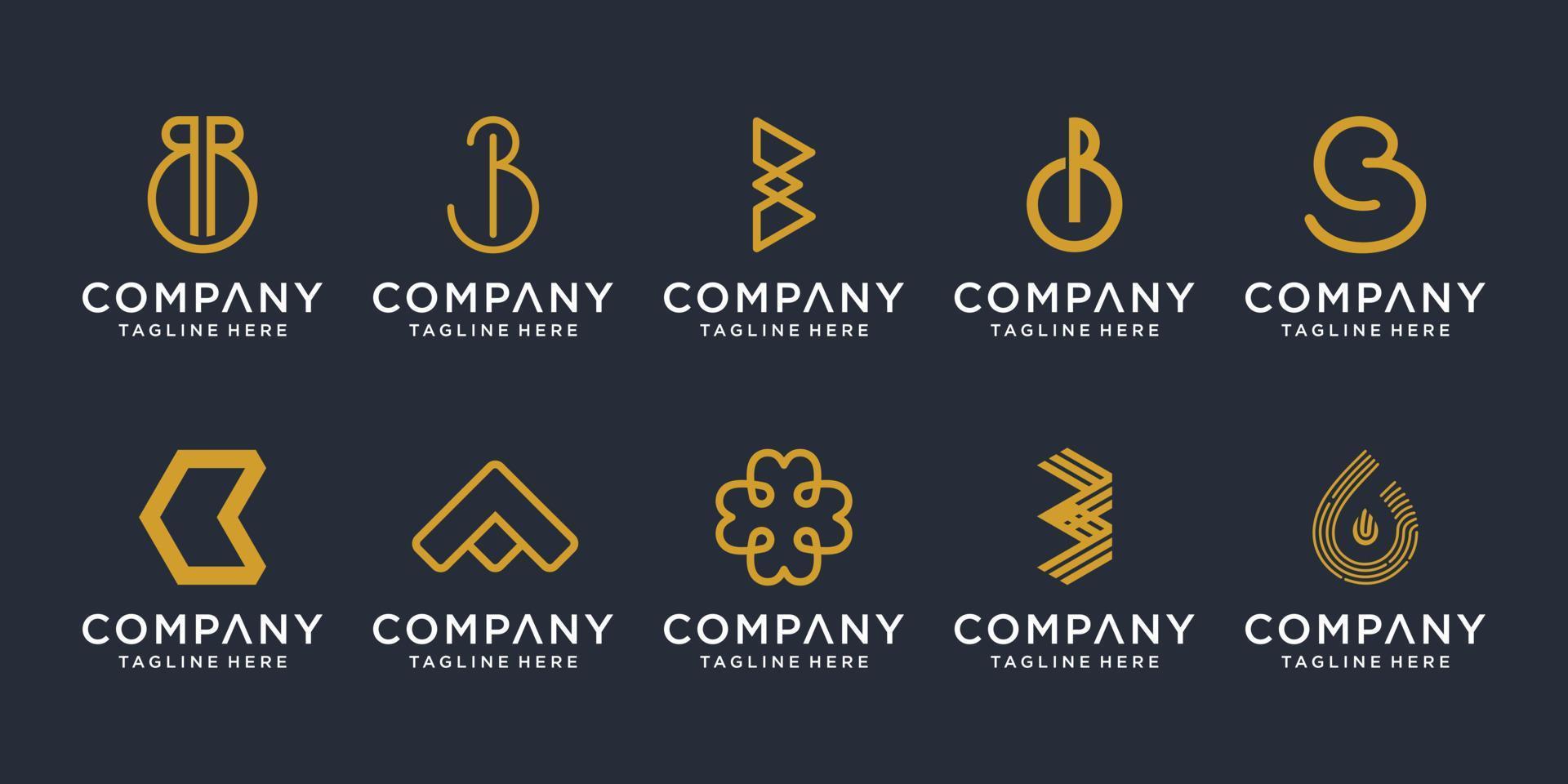 conjunto de plantilla de diseño de logotipo de letra b creativa. iconos para negocios de lujo, elegantes, simples. vector