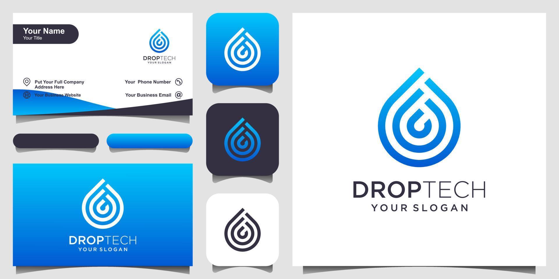 symbol water with line art style. Droplet with line art style for mobile concept and web design. set of logo and business card design vector