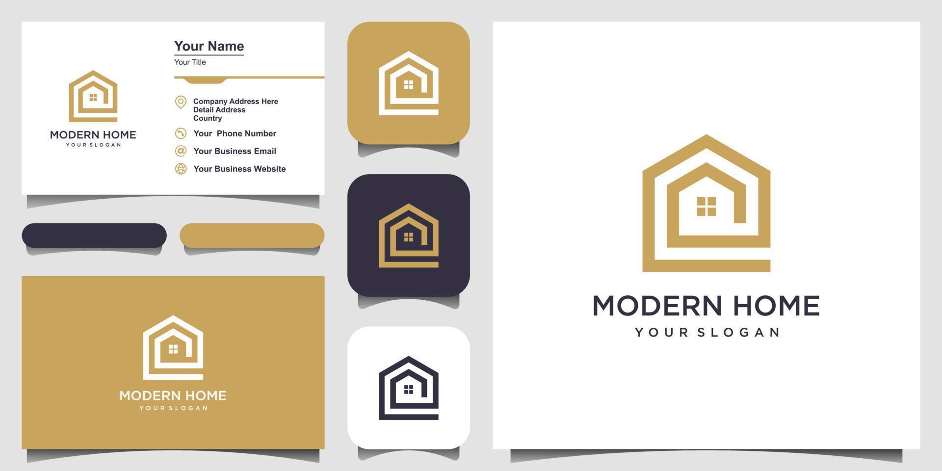 build house logo design with line art style. home build abstract For Logo and business card design vector