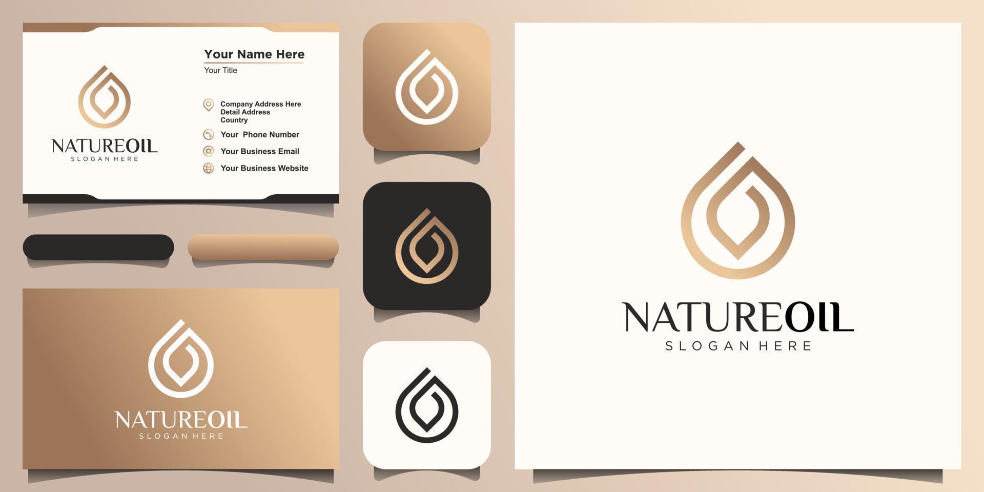 diseño de logotipo natural de aceite abstracto, concepto de hoja combinada de gota vector