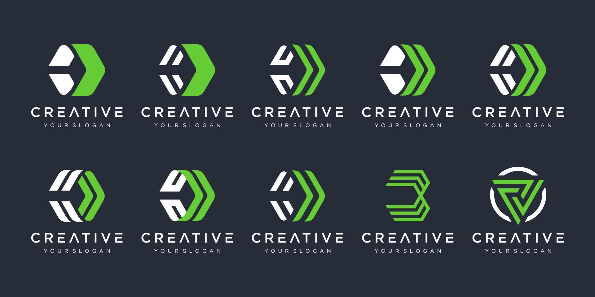 conjunto de plantilla de diseño de logotipo de letra d creativa. íconos para negocios de tecnología y digital, finanzas, marketing, transporte. vector