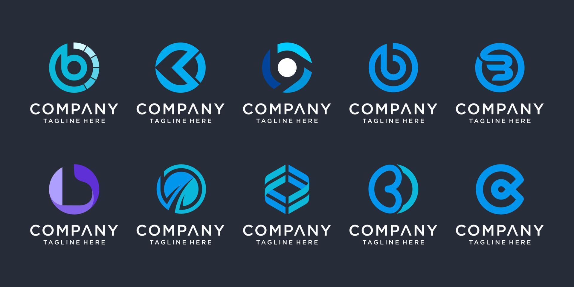 Set of creative letter B logo design template. icons for business of luxury, elegant, simple. vector