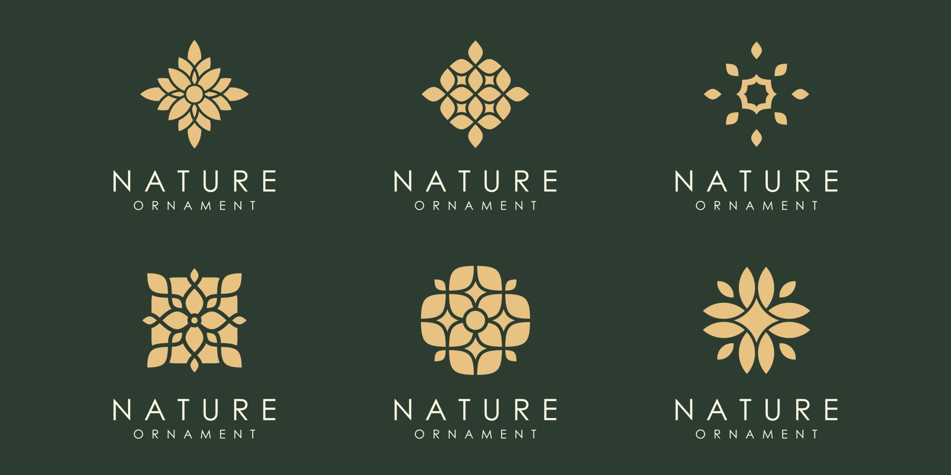 logotipo de adorno de hoja creativa y conjunto de iconos. vector de plantilla de diseño.