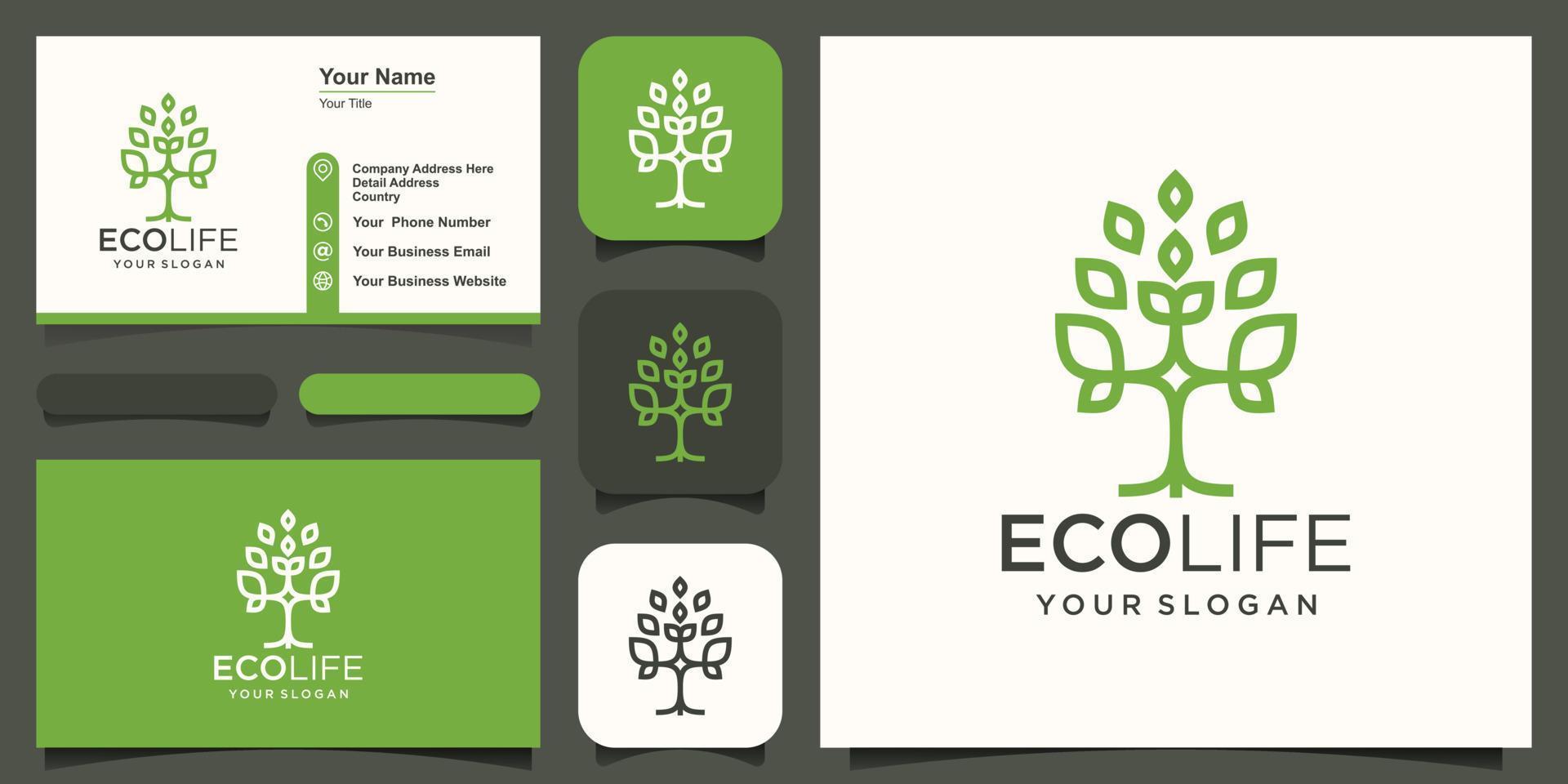 abstract tree logo and business card design vector. vector