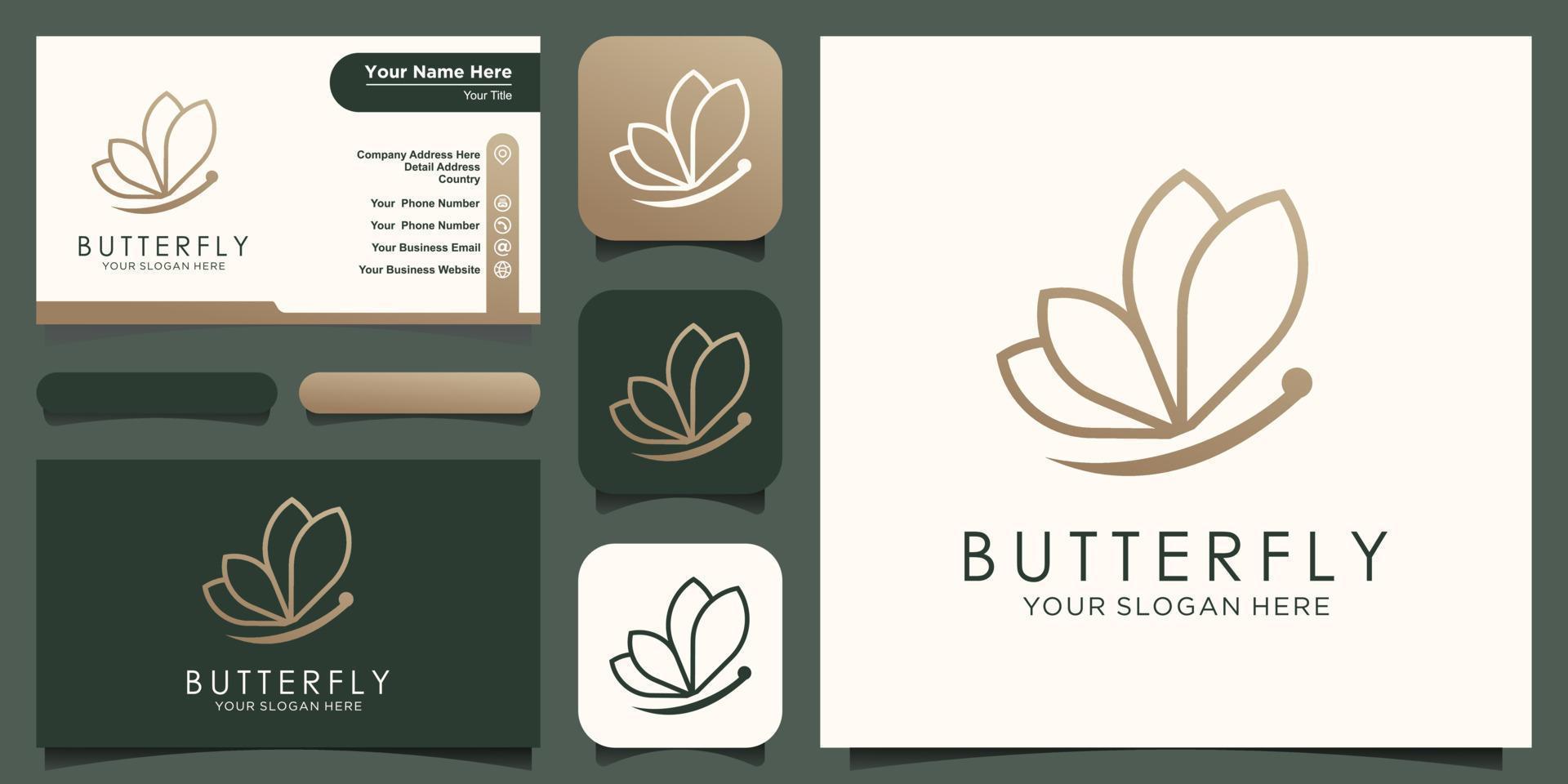 abstract butterfly concept line logo and business card design vector. vector