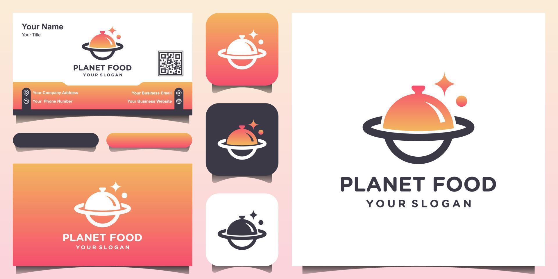 abstract food planet logo design template Vector illustration and business card design.