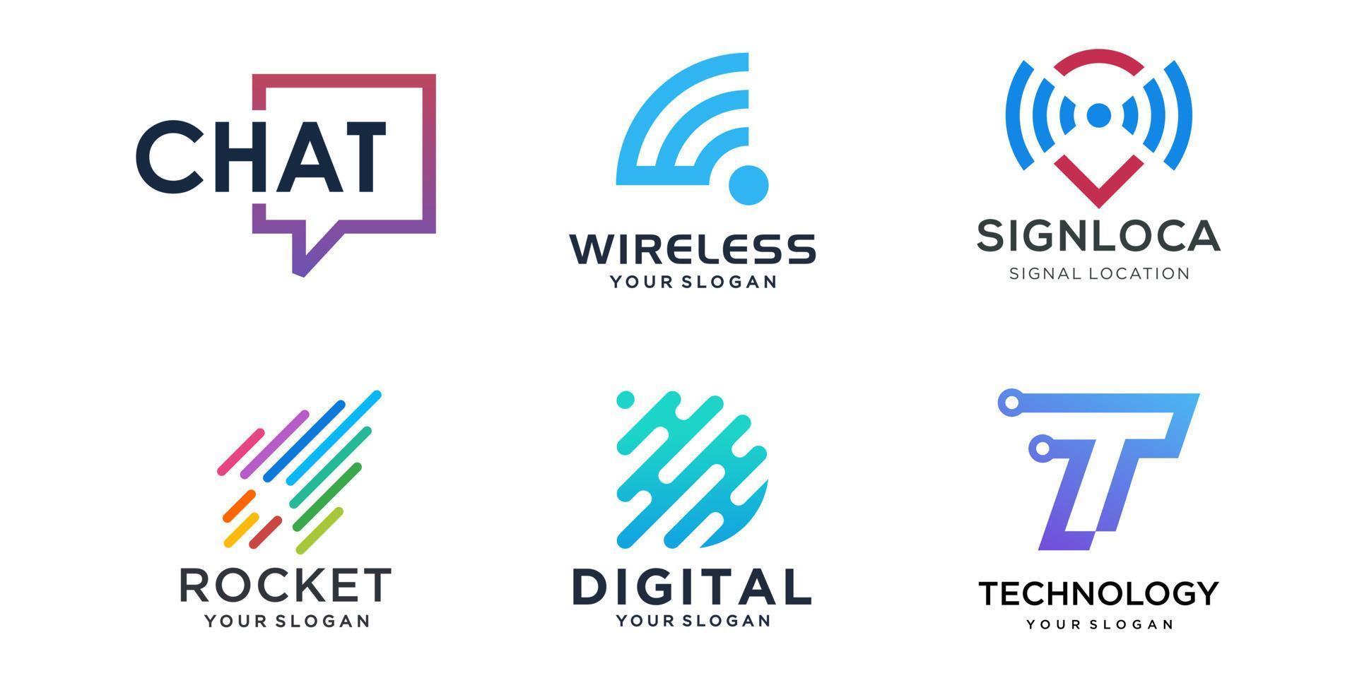 innovative technology company logo icon set. vector