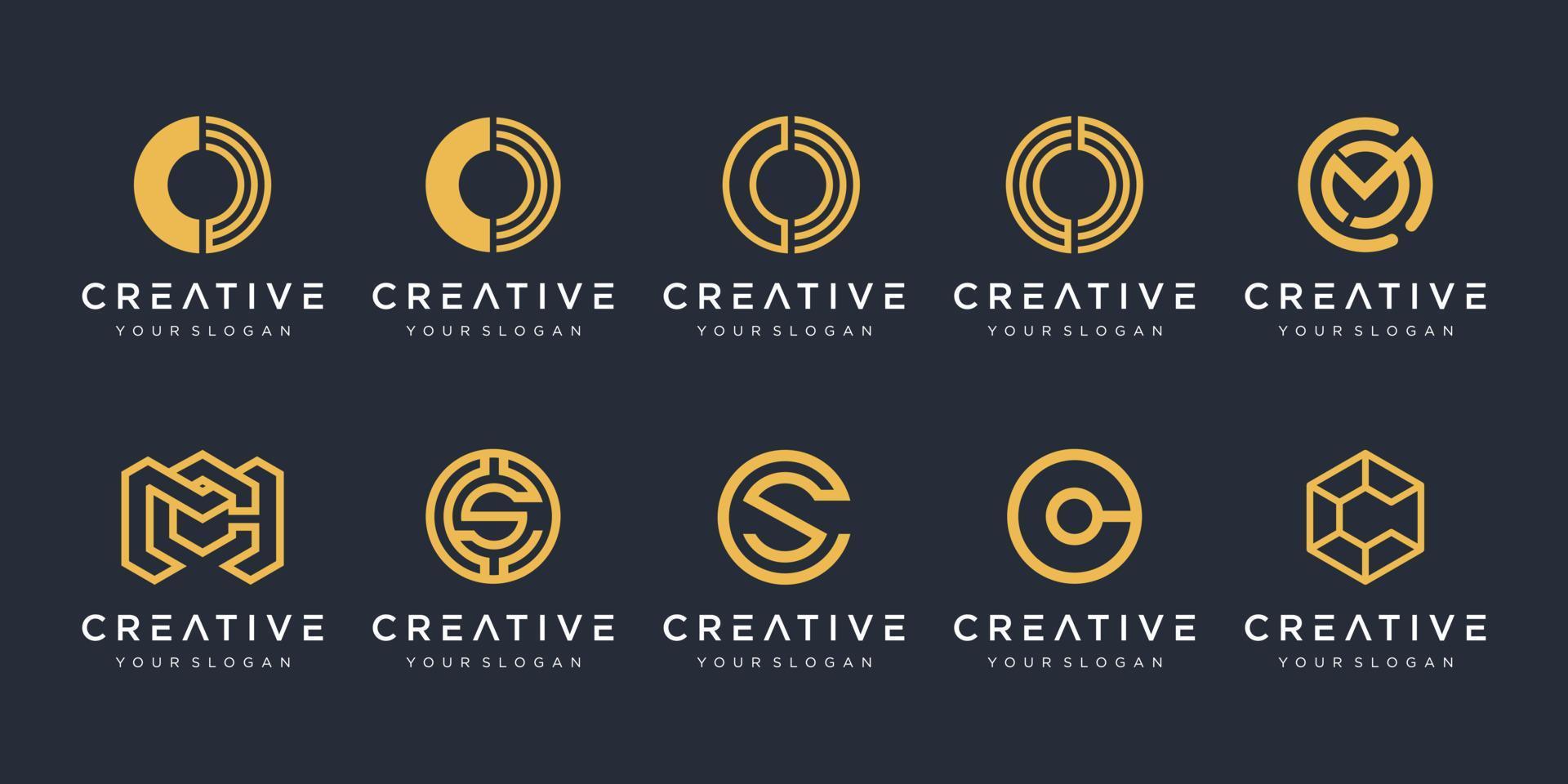 Set of creative monogram logo design template. icons for business of luxury, elegant, simple. vector