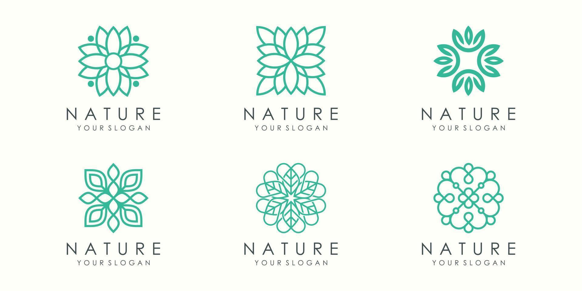 logotipo de ornamento elegante abstracto y conjunto de iconos. vector