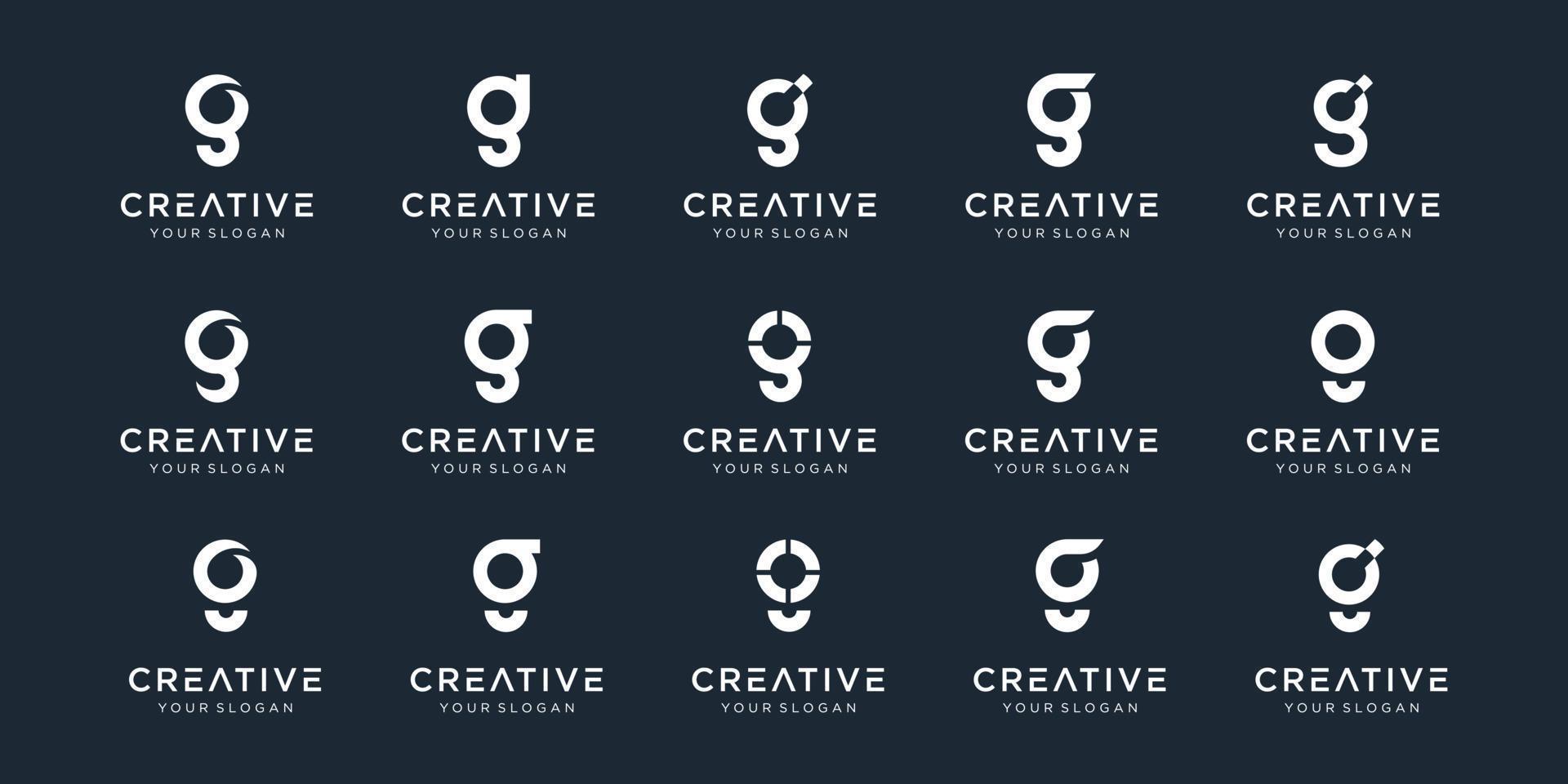 Set of abstract initial letter G logo template. icons for business of fashion, sport, financial vector