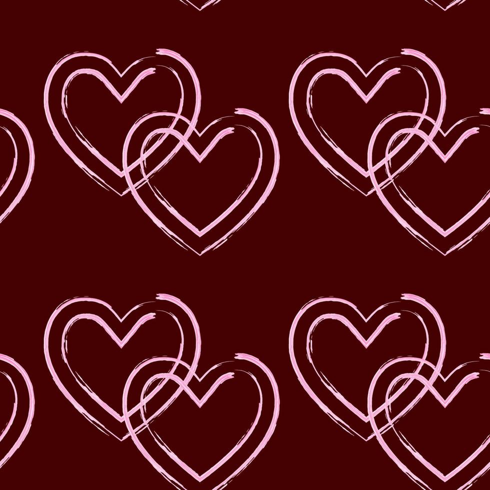 Vector illustration of watercolor hearts. Seamless pattern