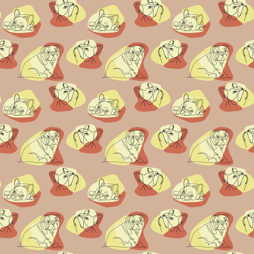 Seamless pattern with english bulldog outline vector