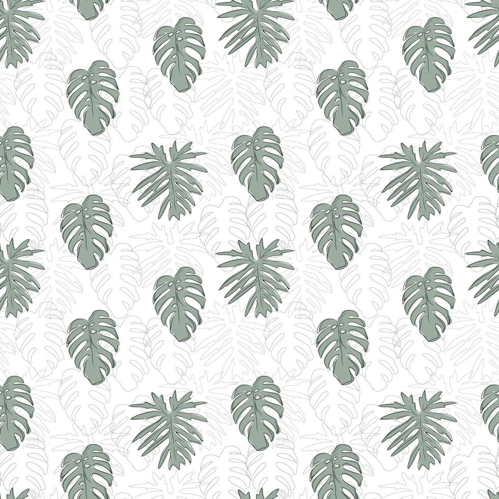 Monstera leaf seamless pattern. Print for textile with tropical plant. Exotic texture with greenery havaiian leaf. vector