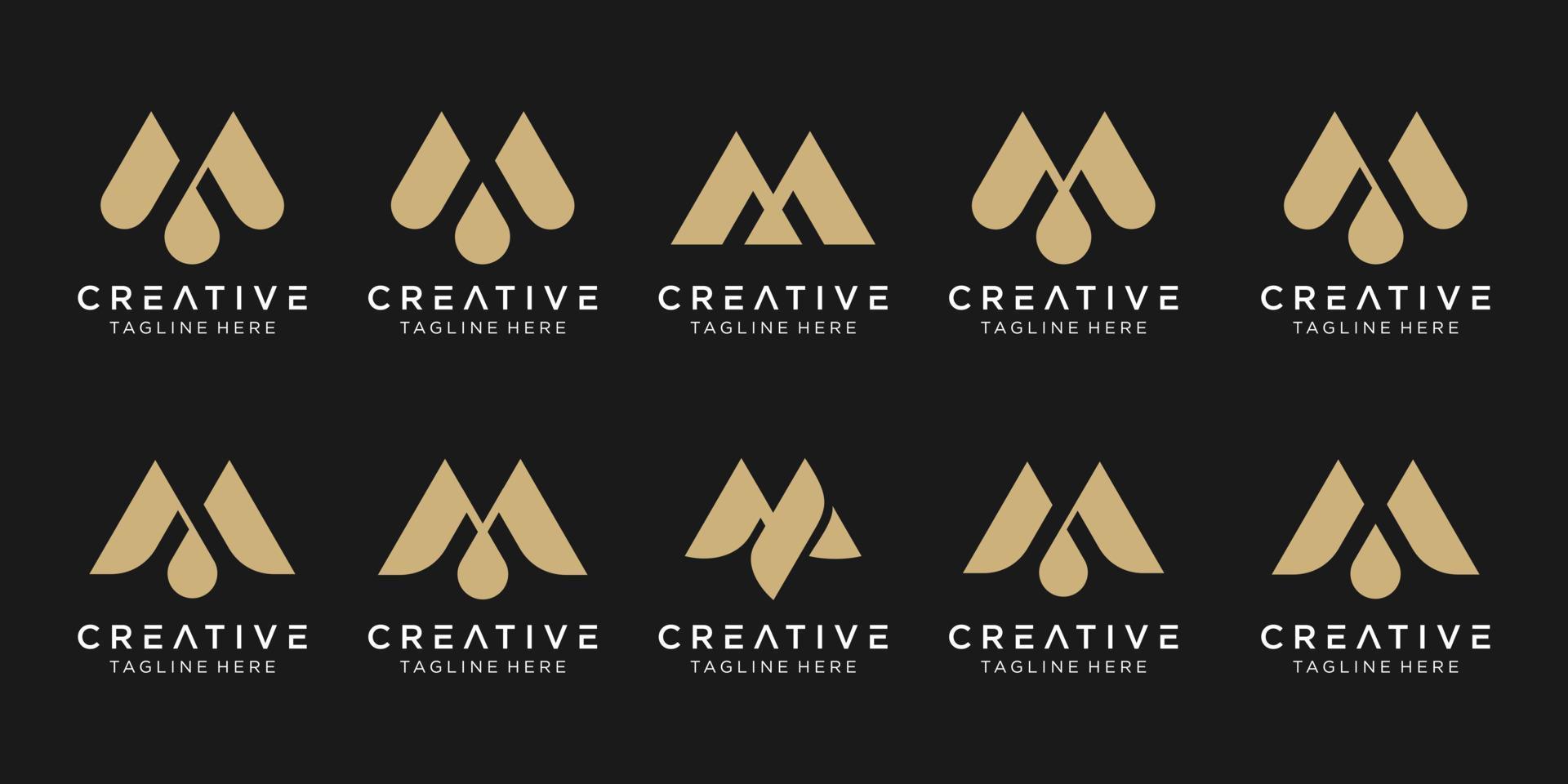 Set of abstract monogram initial M logo template. icons for business of fashion, sport, luxury. vector