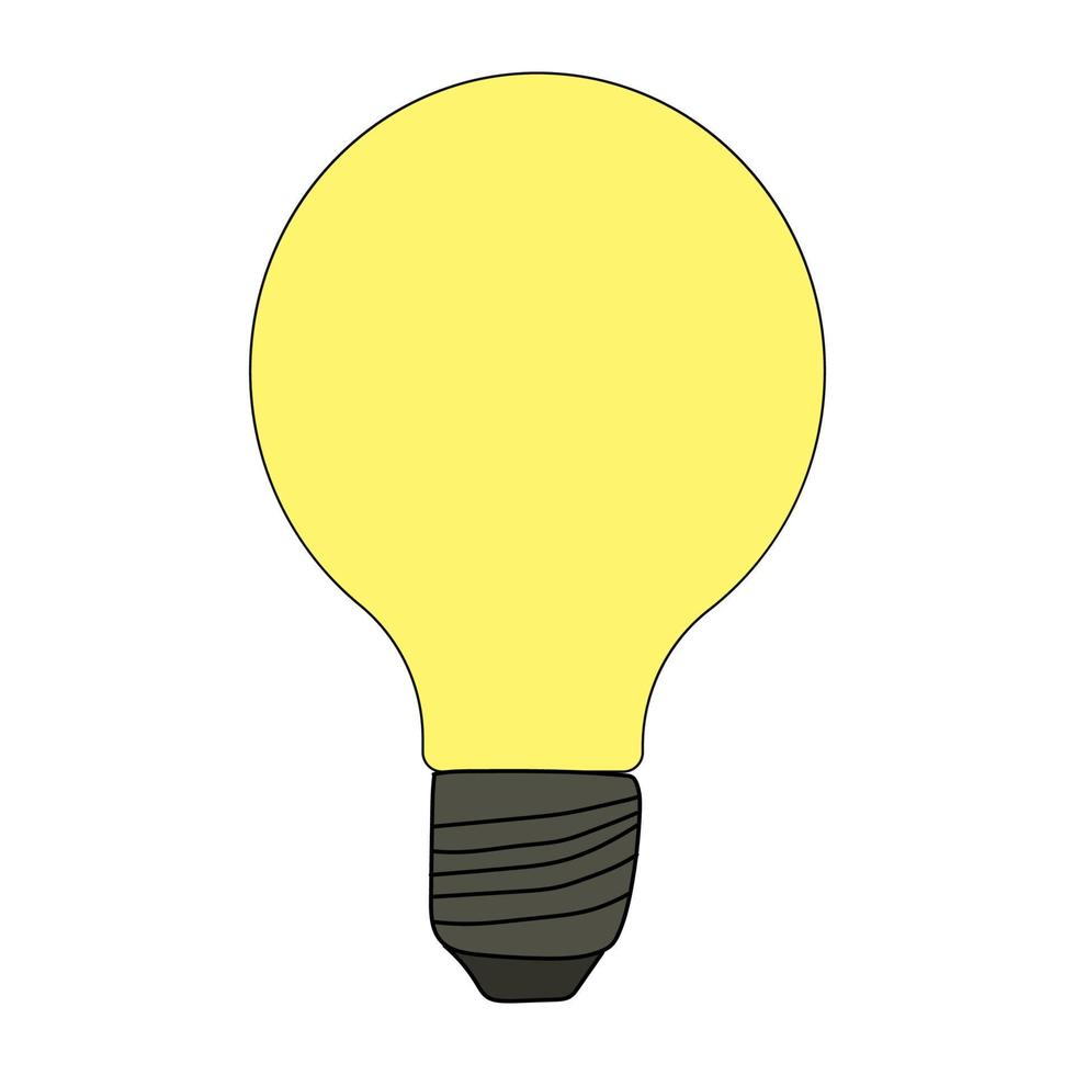 Glowing light bulb icon. Vector doodle illustration of an incandescent light bulb. Energy saving