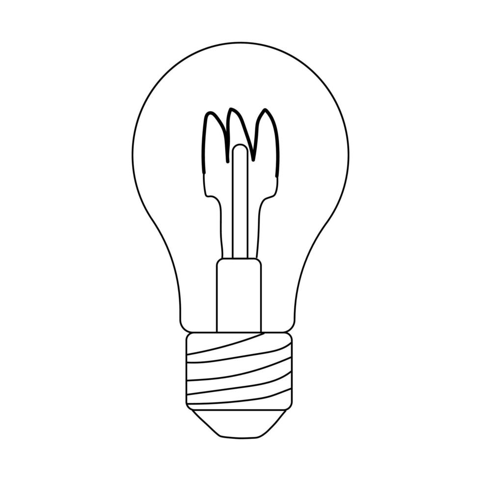 Light bulb icon. Vector doodle illustration of an incandescent light bulb. Energy saving light bulb