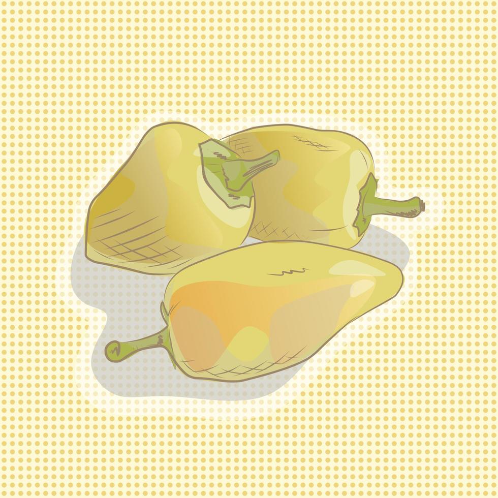 Sweet pepper on a polka dot background in a realistic style. Hand drawn vector illustration