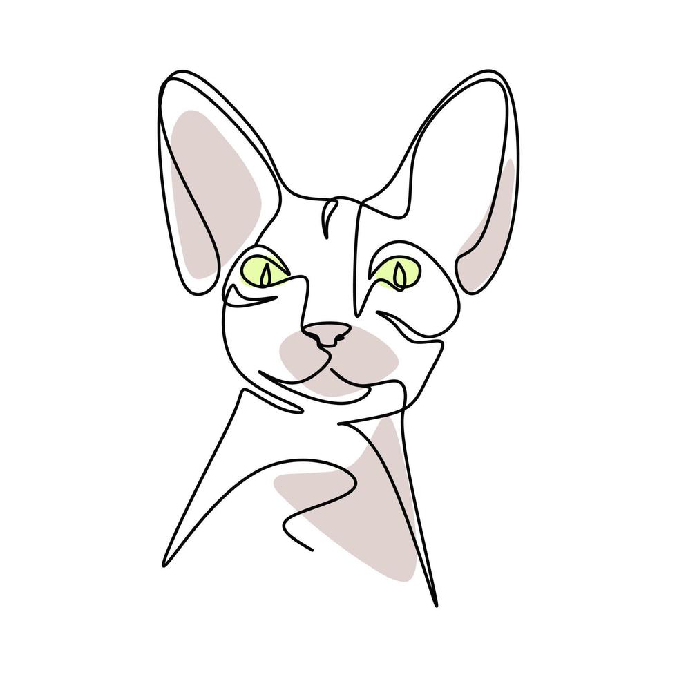 ilustración de vector de gato dibujada en estilo de arte de línea