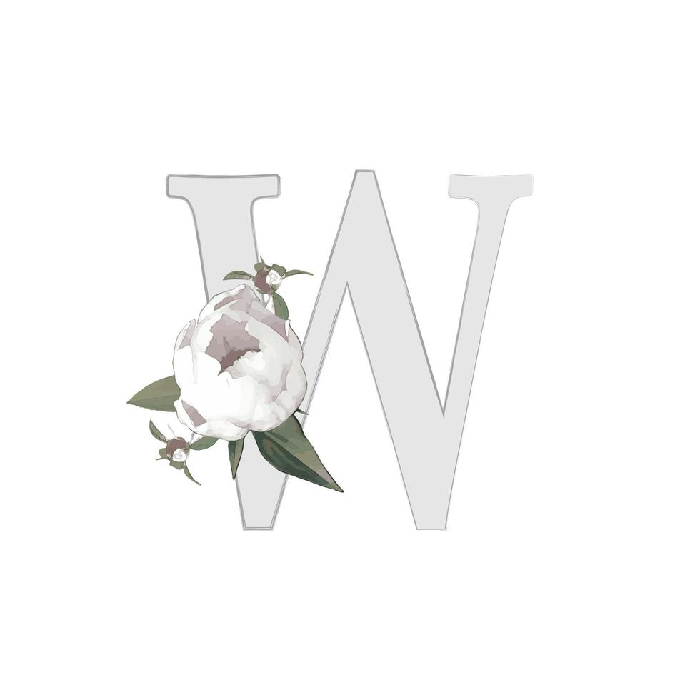 Vector illustration of a letter decorated with a bouquet of peonies