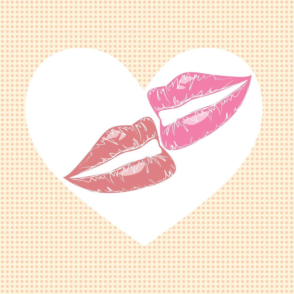 Vector illustration of beautiful womans lips on polka dot background. Symbol of LGBTQ pride