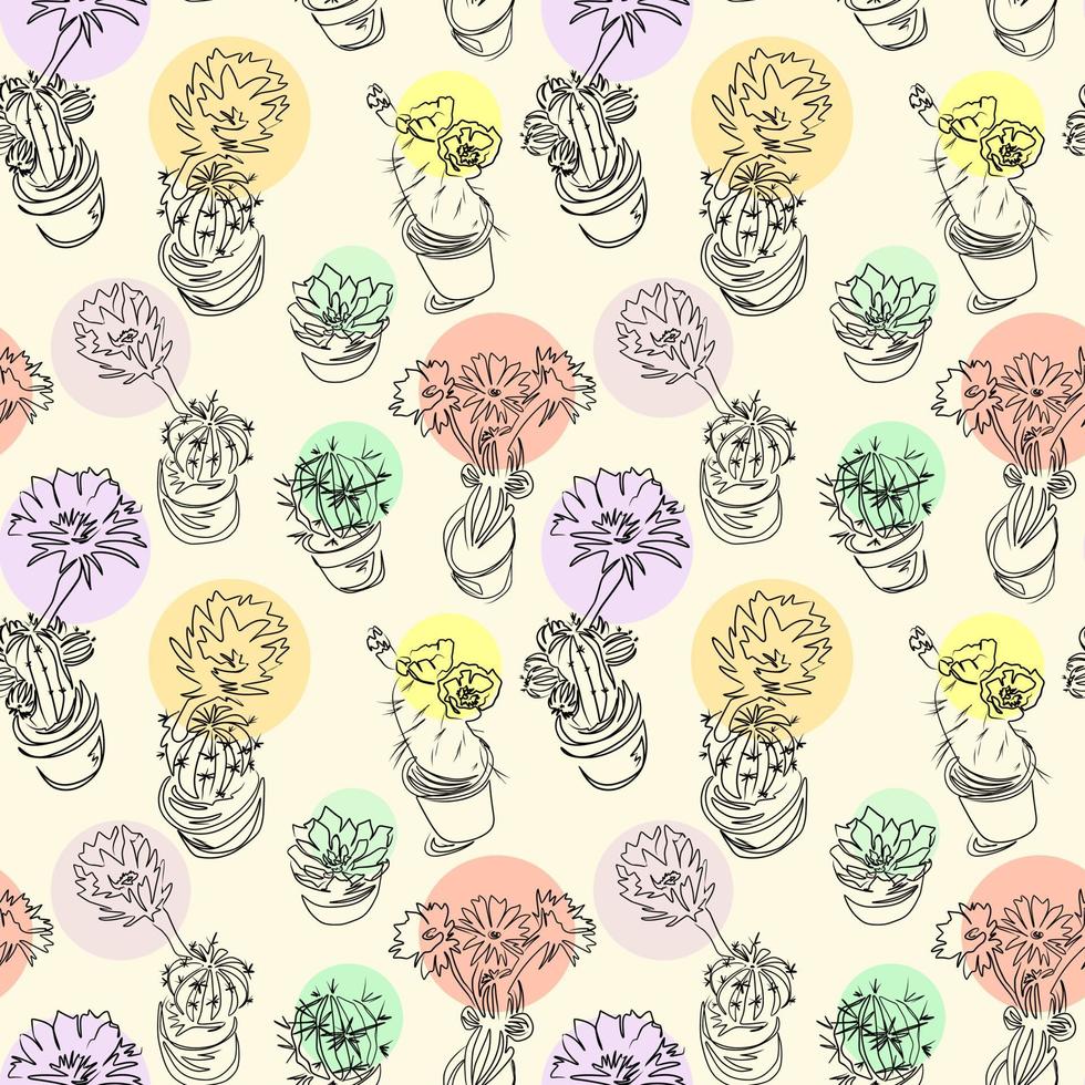 Cacti seamless pattern. Hand drawn vector illustration