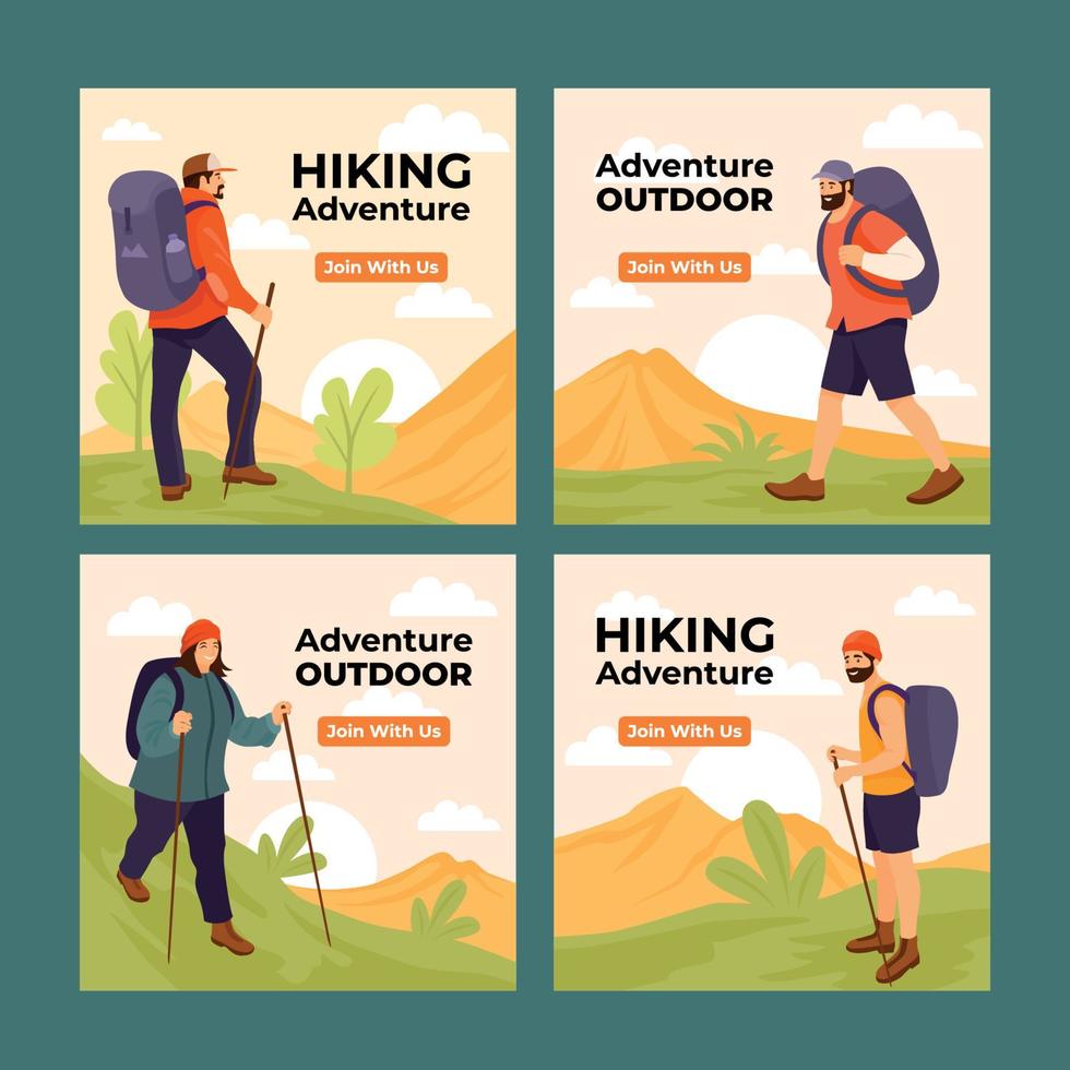 Hiking Adventure Social Media Post vector