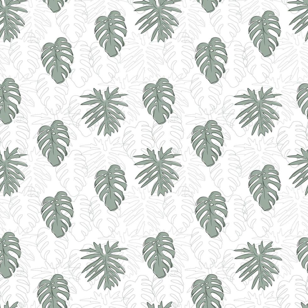 Seamless pattern of tropical leaves vector