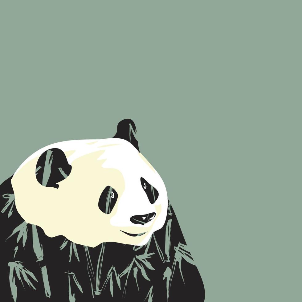 Hand drawn vector illustration with panda and bamboo.