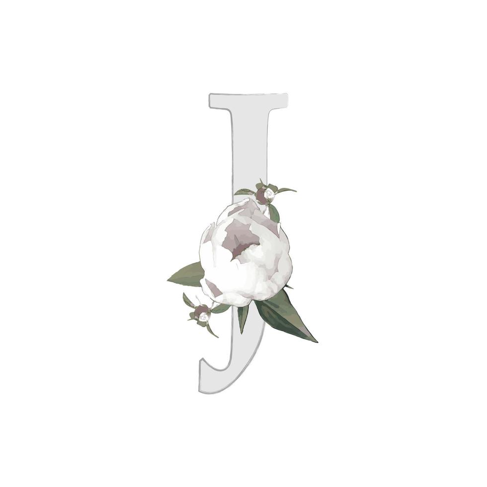Vector illustration of a letter decorated with a bouquet of peonies