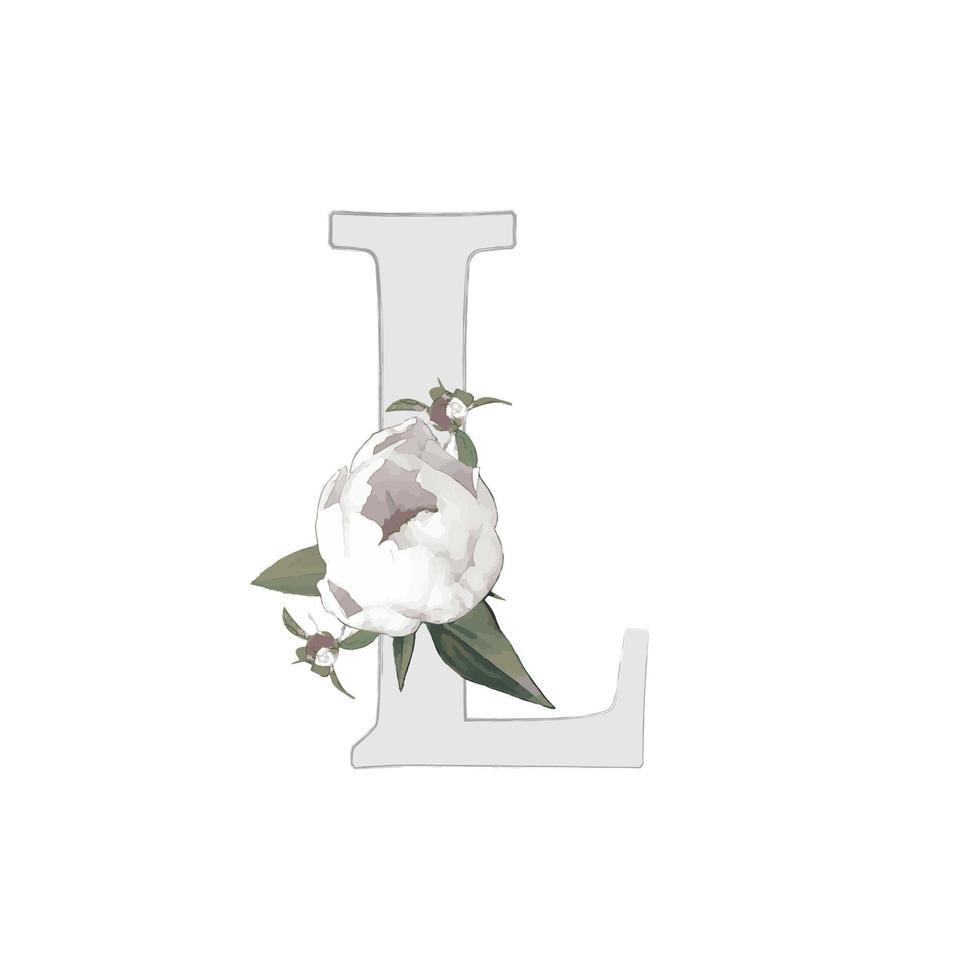 Vector illustration of a letter decorated with a bouquet of peonies