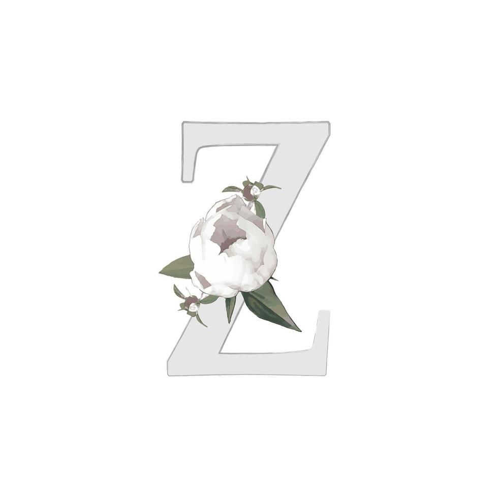 Vector illustration of a letter decorated with a bouquet of peonies