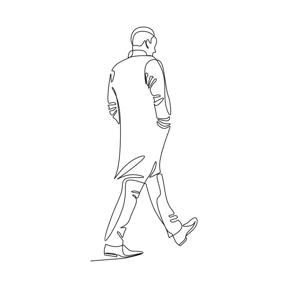 Vector illustration of a walking man drawn in line art style