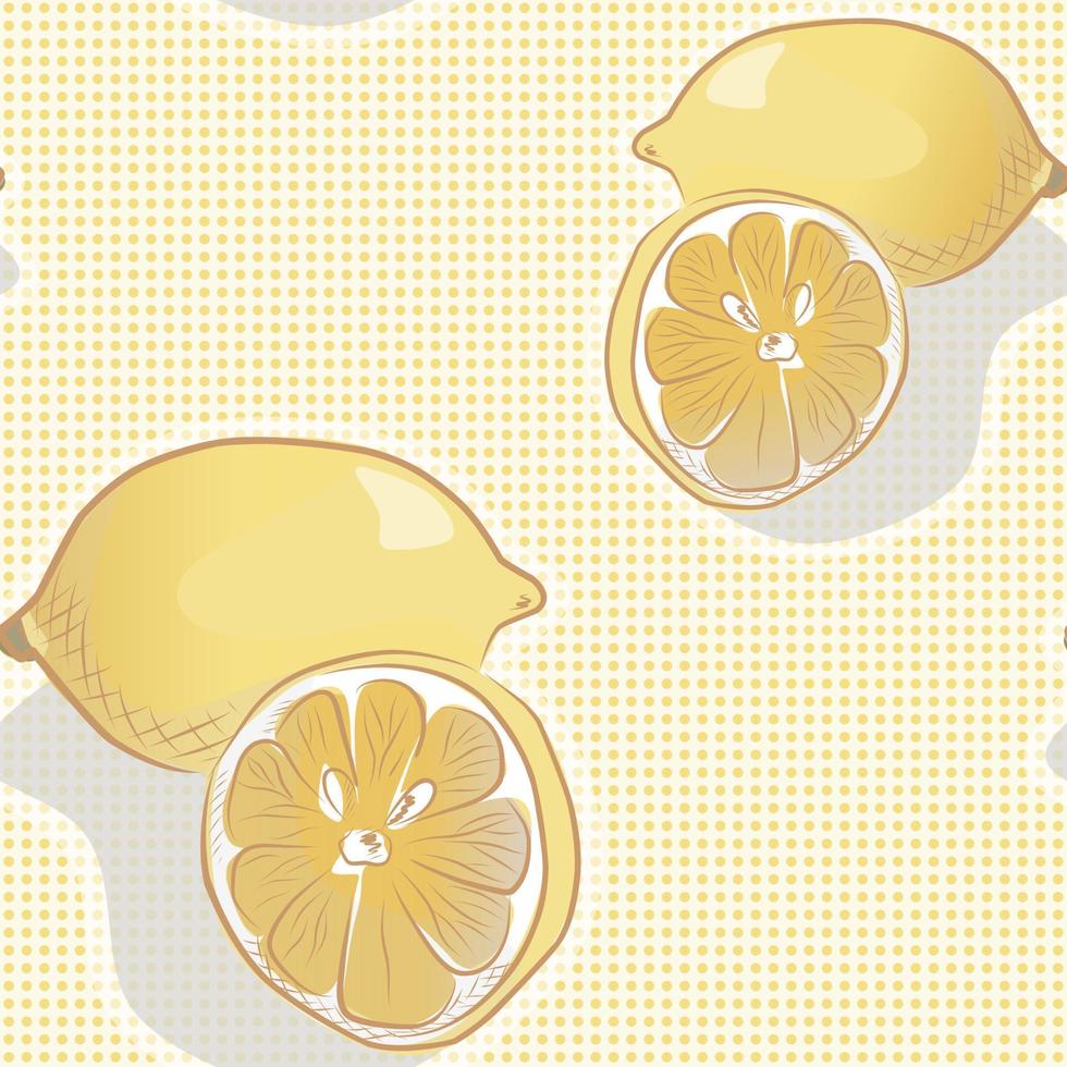 Seamless pattern of realistic lemon and half. vector