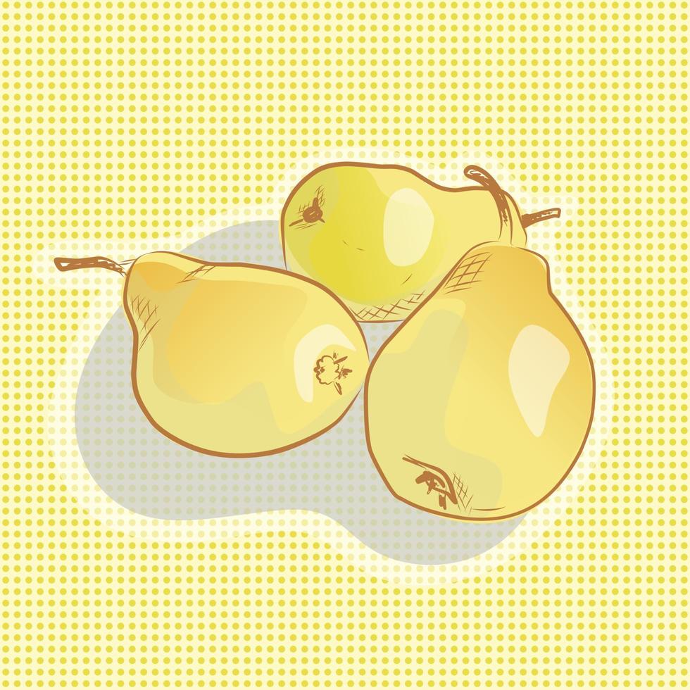 Vector illustration of ripe green pears.  Hand drawn