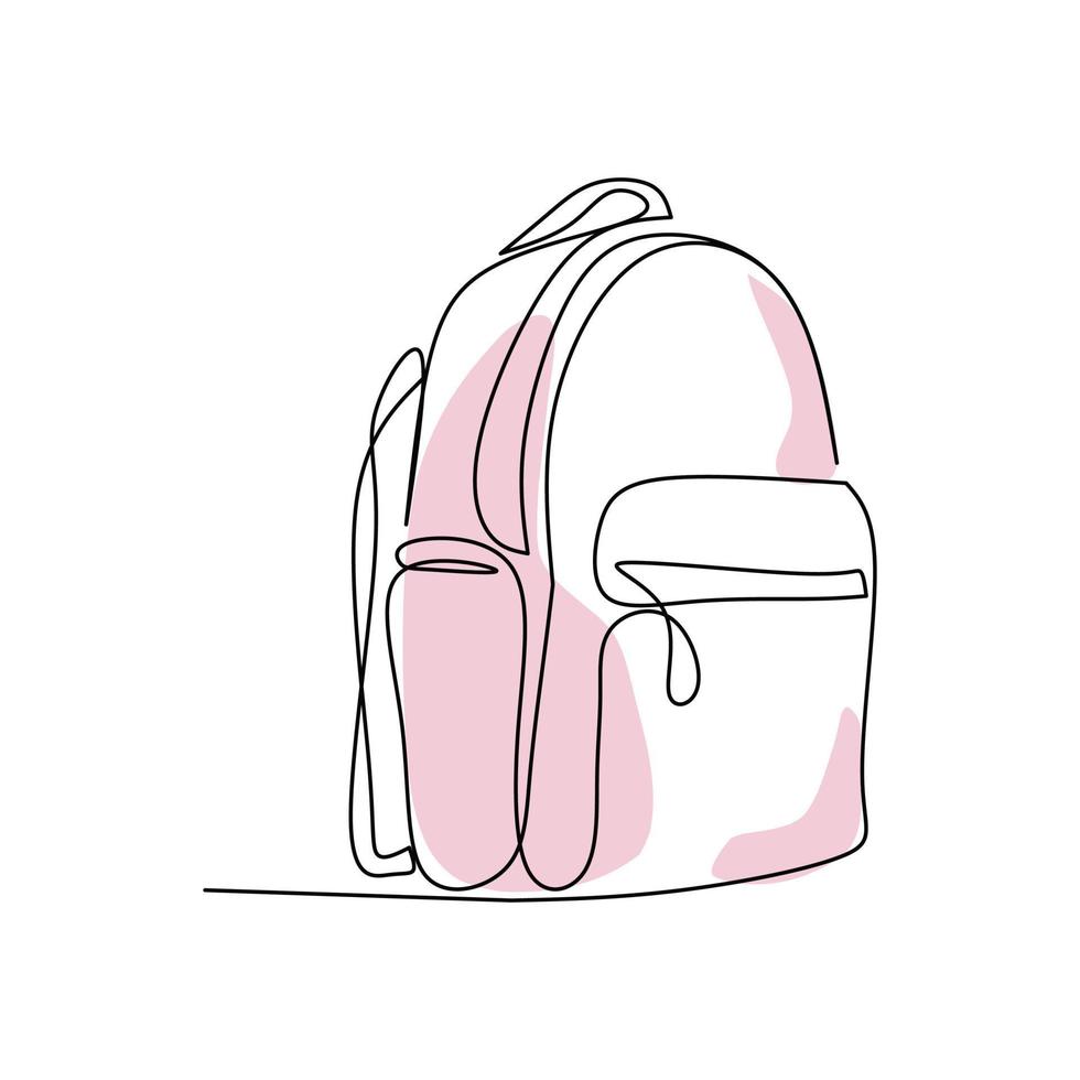 School backpack vector illustration drawn in line art style